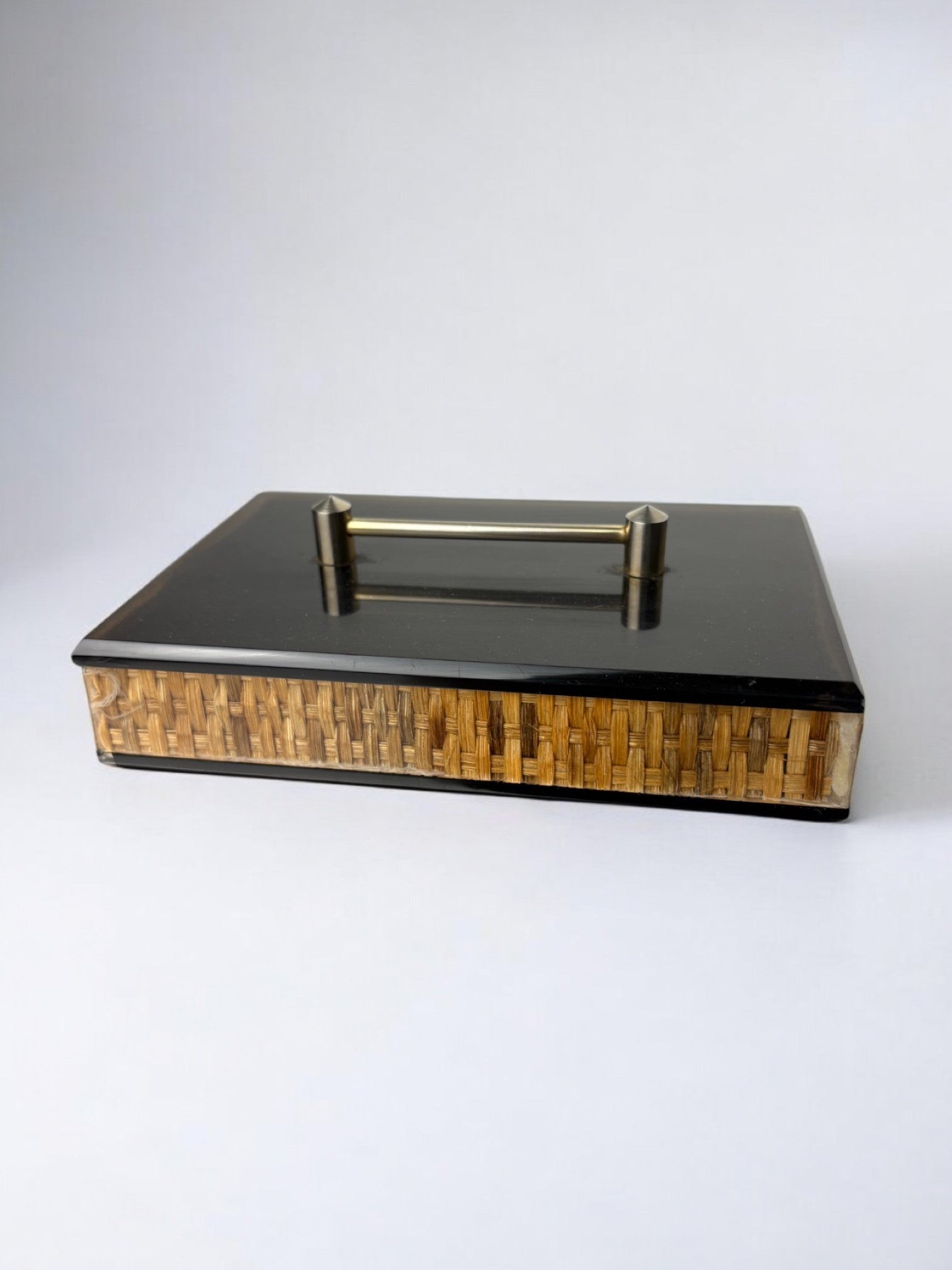 Christian Dior Style Lucite & Rattan vanity Box, 1970's