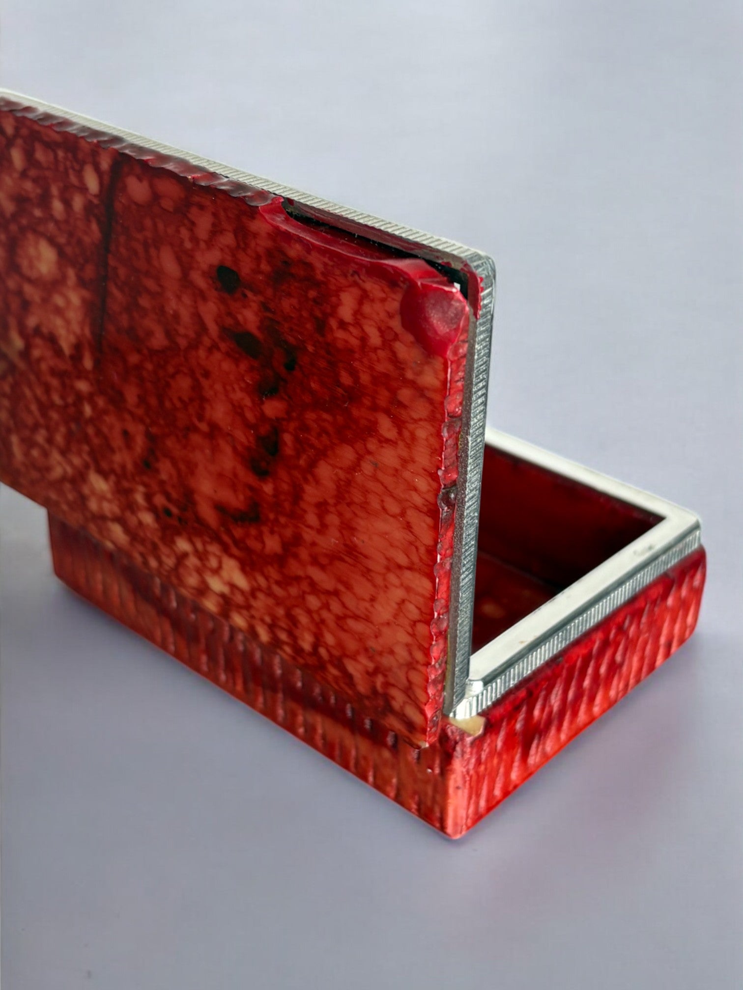 Red faux alabaster vanity box by Romano Bianchi, Italy, 1970's