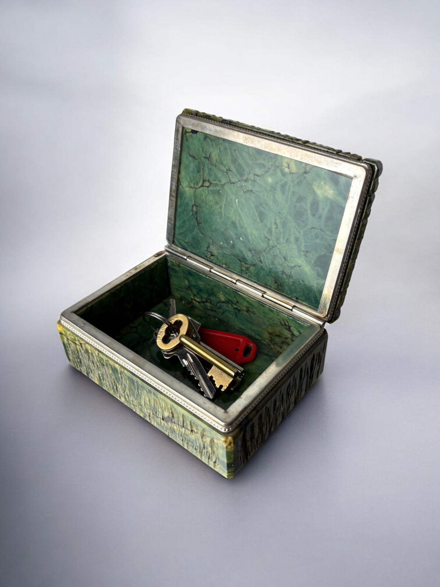 Green alabaster vanity box by Romano Bianchi, Italy, 1970's