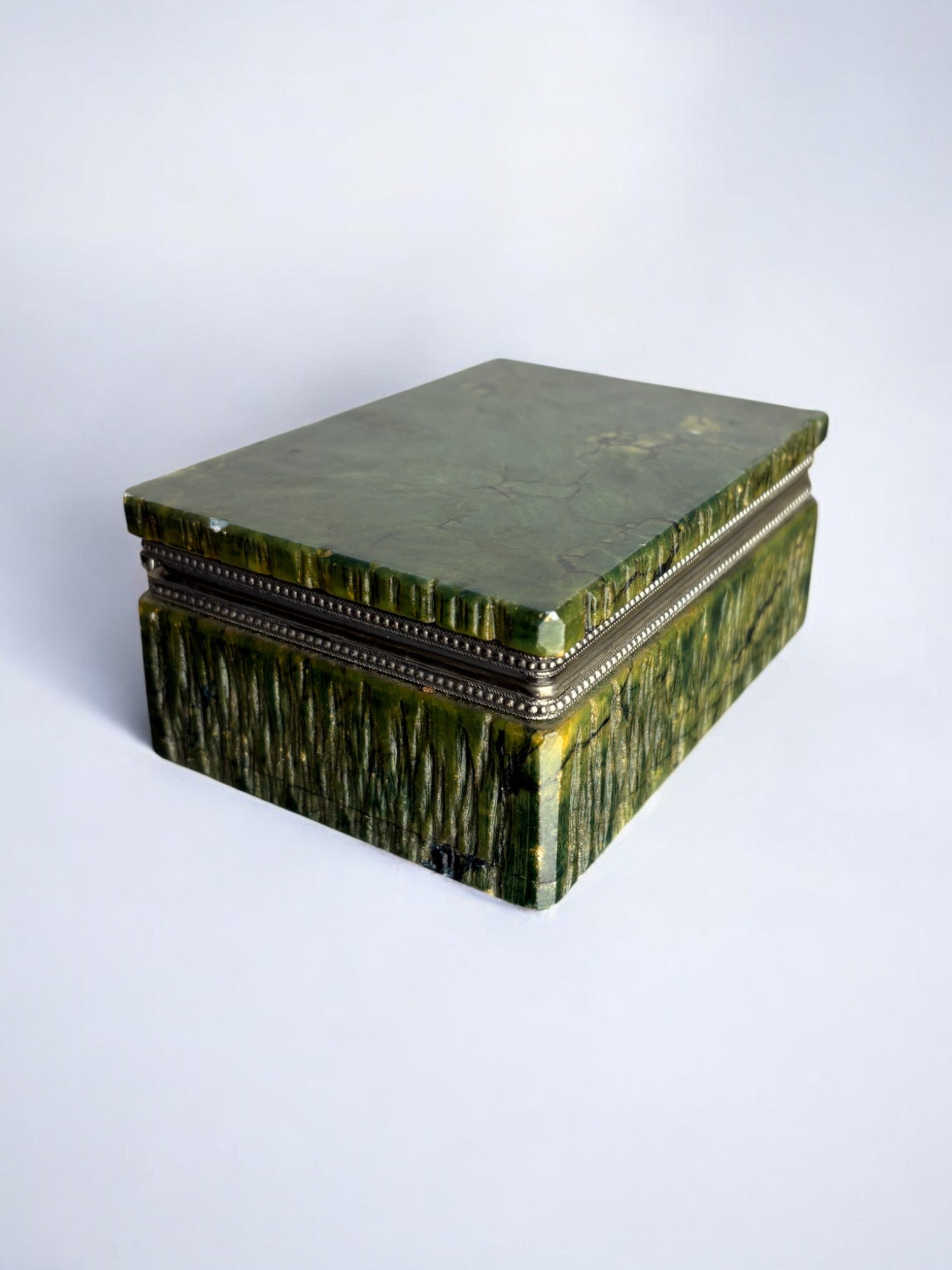 Green alabaster vanity box by Romano Bianchi, Italy, 1970's