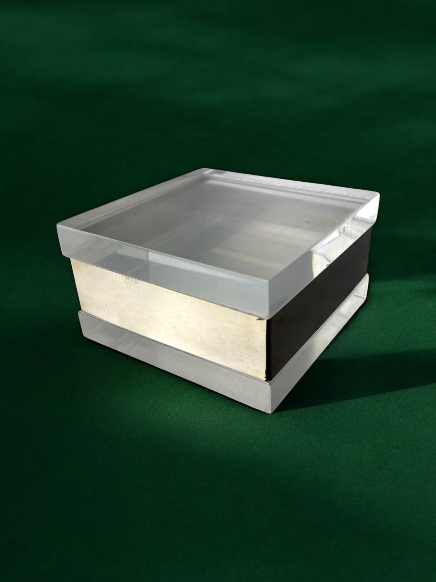 Lucite & Chromed vanity Box, Gabriella Crespi Style, Italy, 1970's