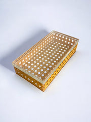 Lucite & Rattan vanity Box, Christian Dior Style, Italy, 1970's