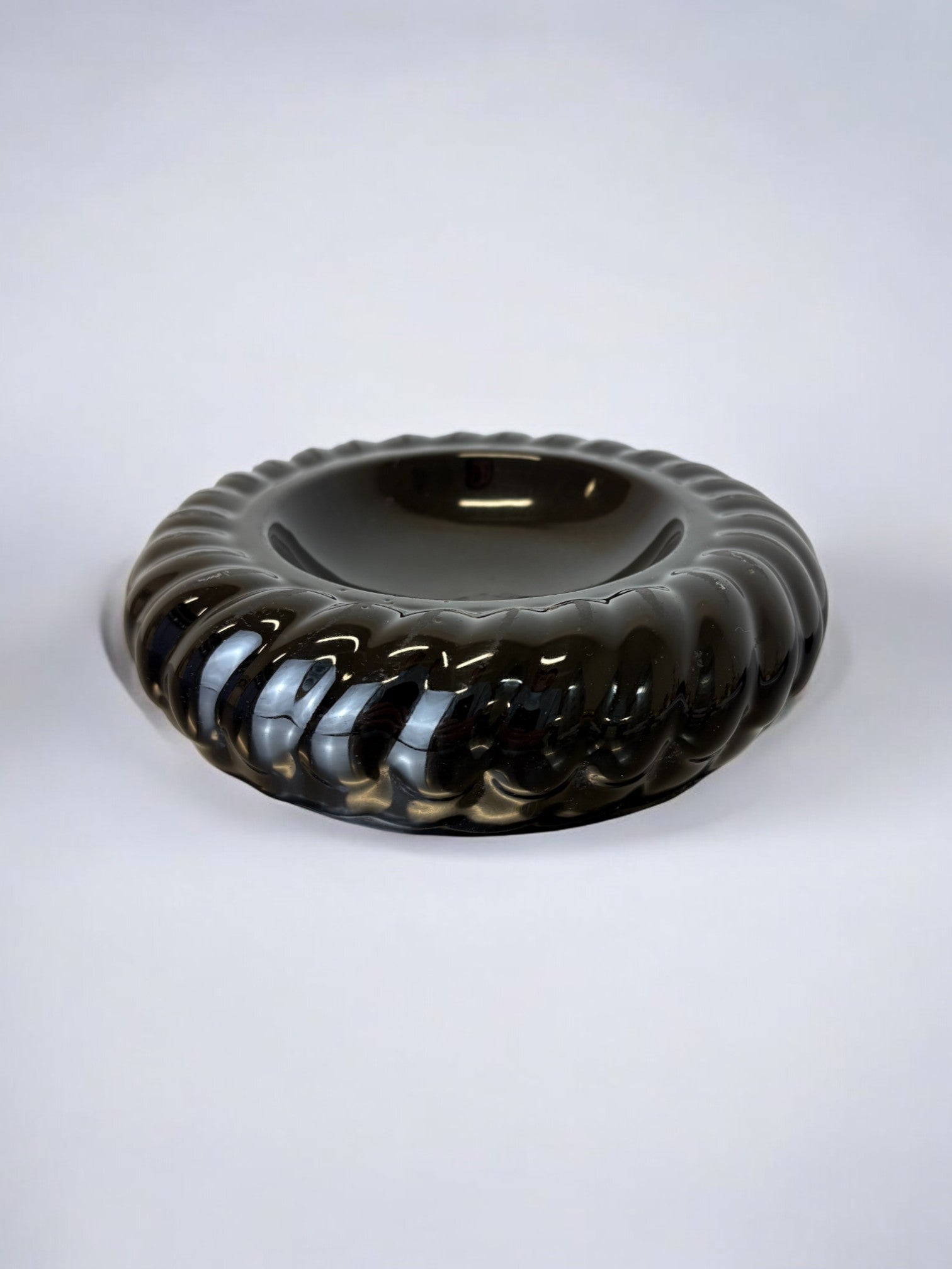 Tommaso Barbi black Ceramic Ashtray or vide-poches, Italy, 1970s