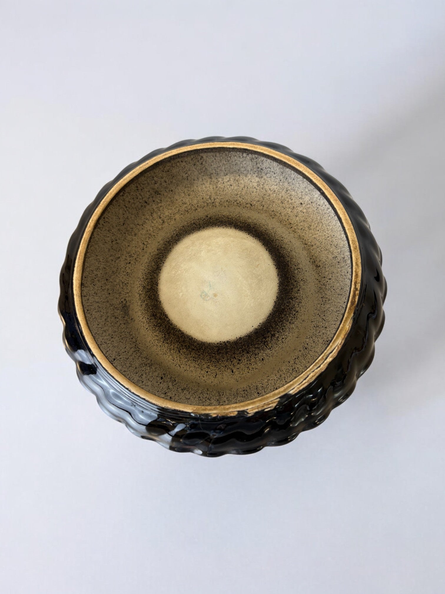 Tommaso Barbi black Ceramic Ashtray or vide-poches, Italy, 1970s
