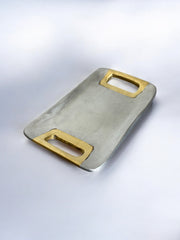 Brutalist tray by Art3, bronze and aluminum 1970, Spain
