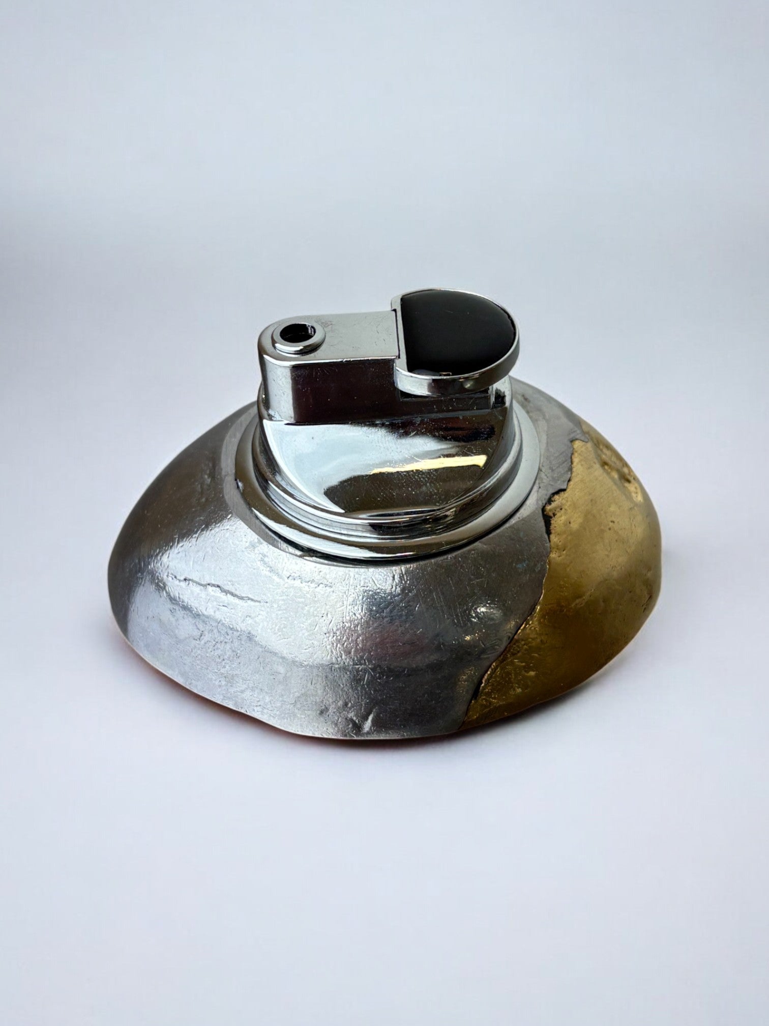 Brutalist lighter by Art3, Bronze and aluminum, Spain, 1970's