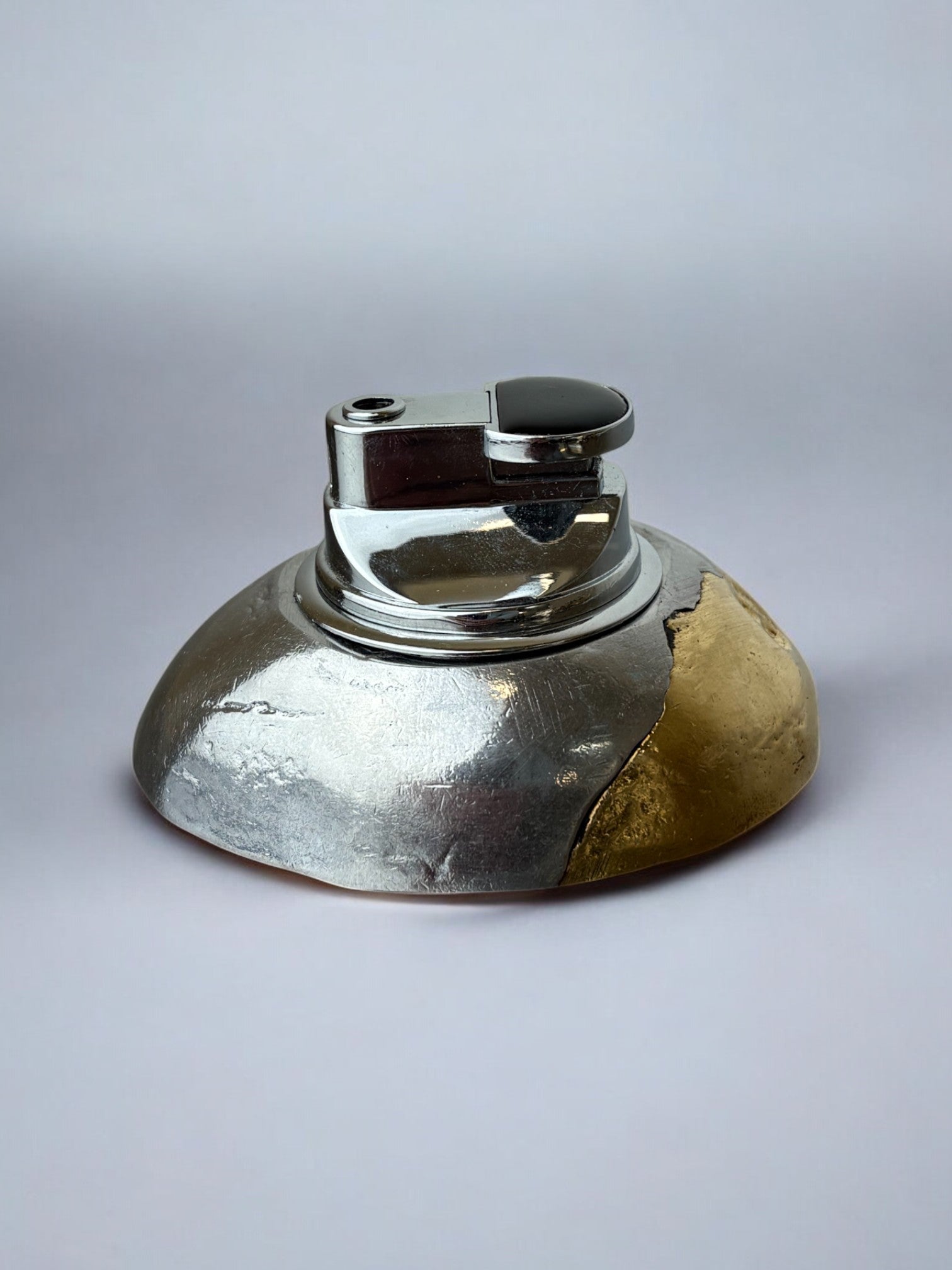 Brutalist lighter by Art3, Bronze and aluminum, Spain, 1970's