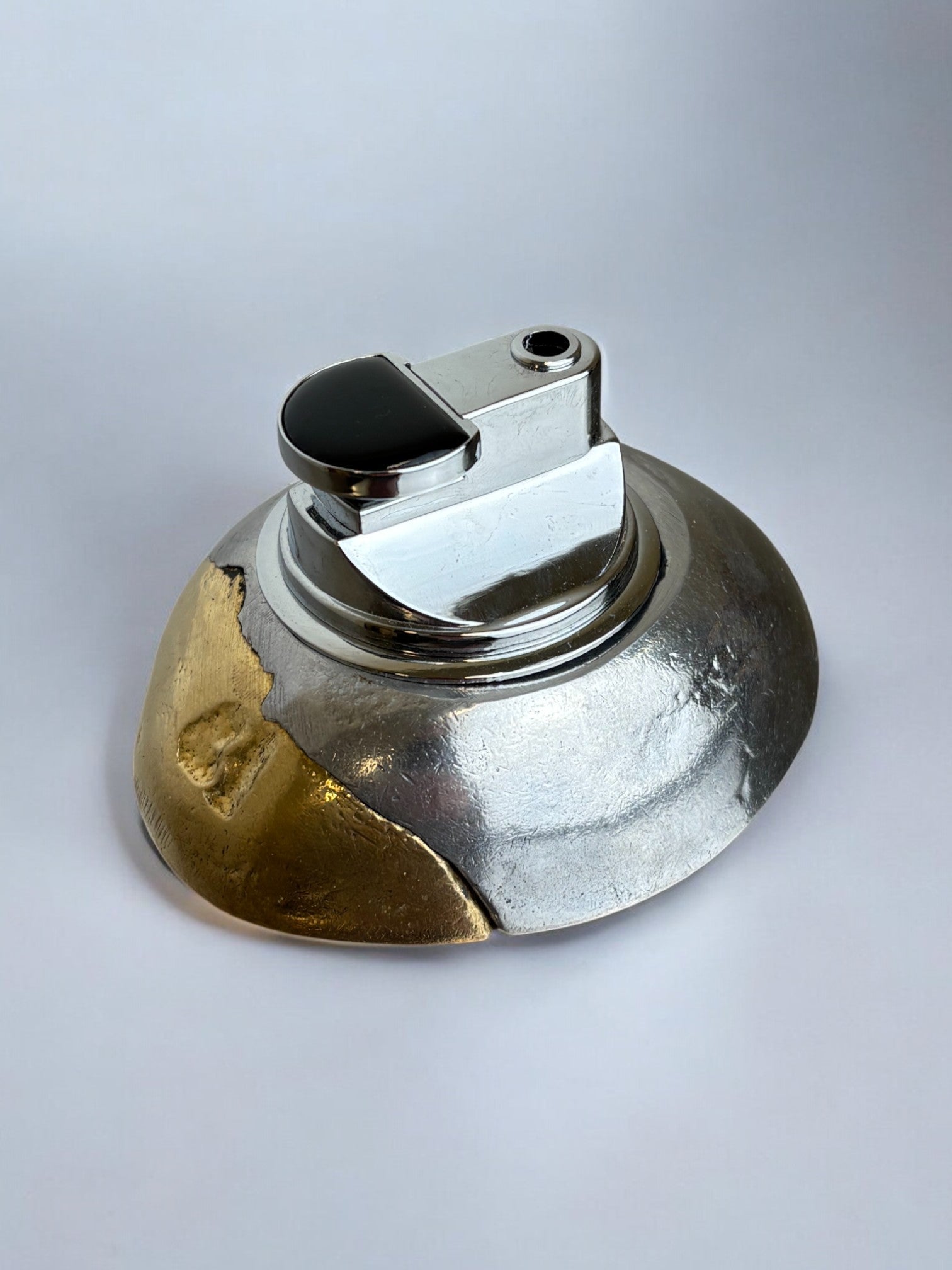 Brutalist lighter by Art3, Bronze and aluminum, Spain, 1970's