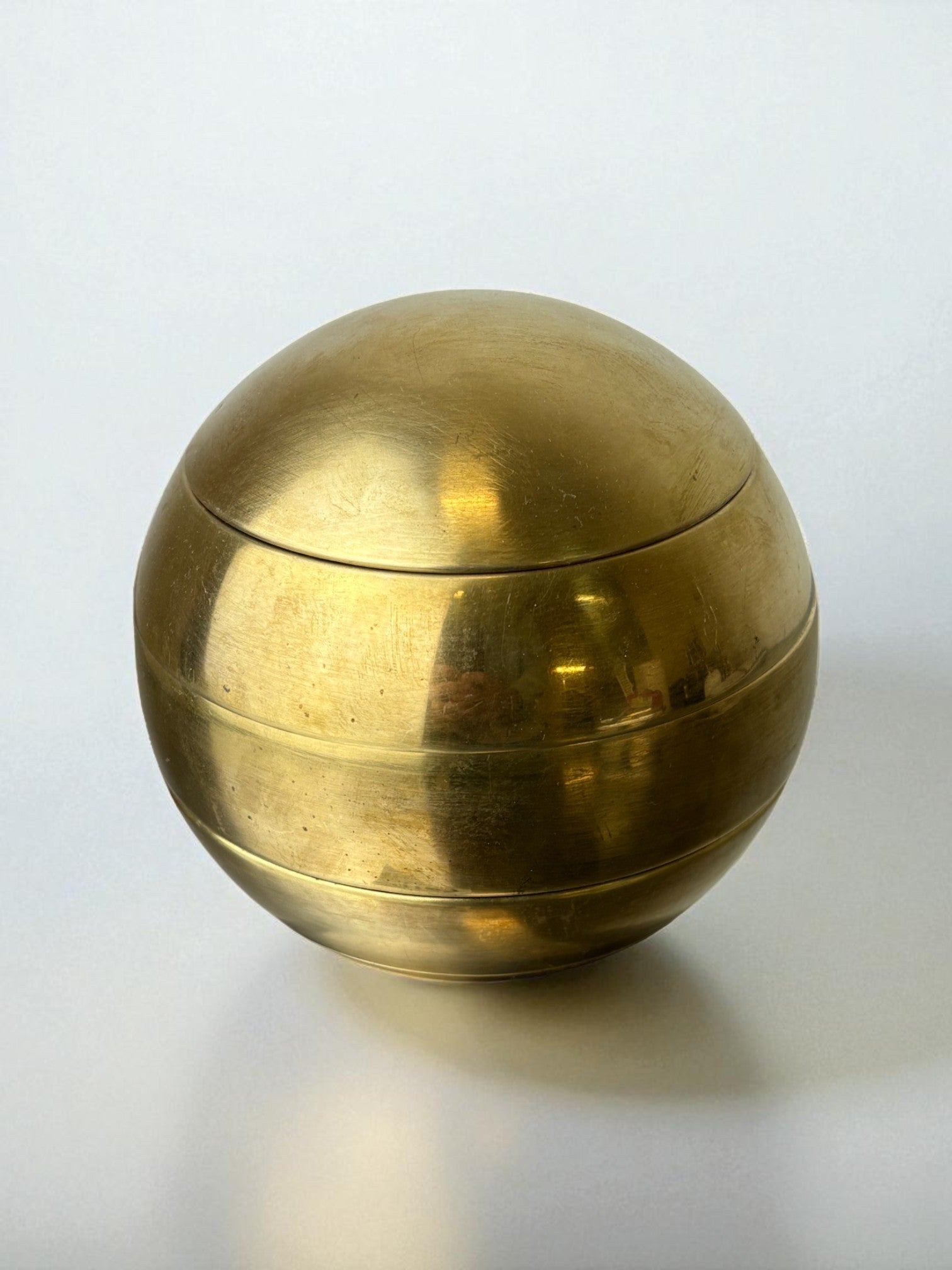 Spheric Stacked Ashtrays by Tommaso Barbi in brass, Italy, 1970's