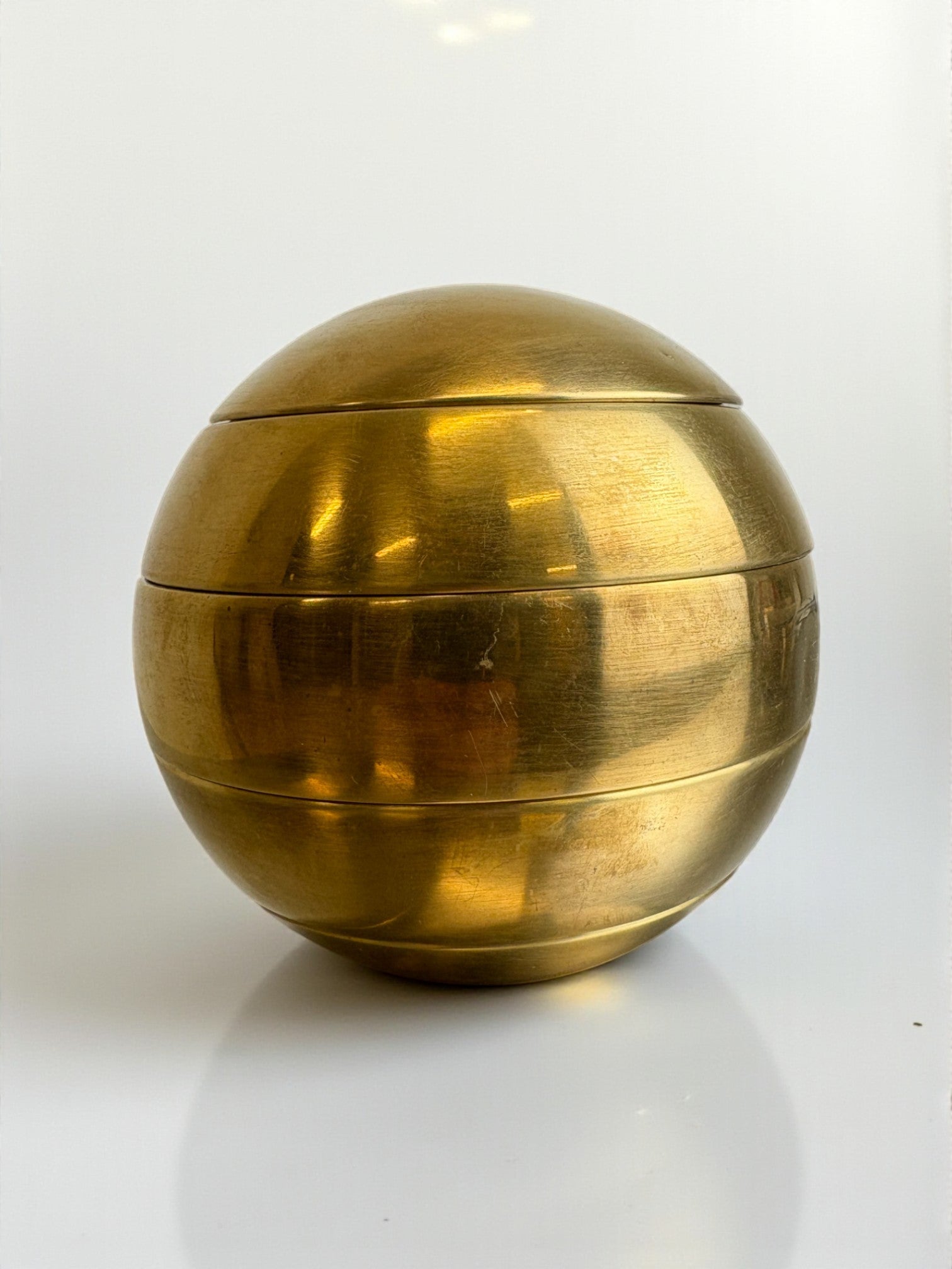 Spheric Stacked Ashtrays by Tommaso Barbi in brass, Italy, 1970's