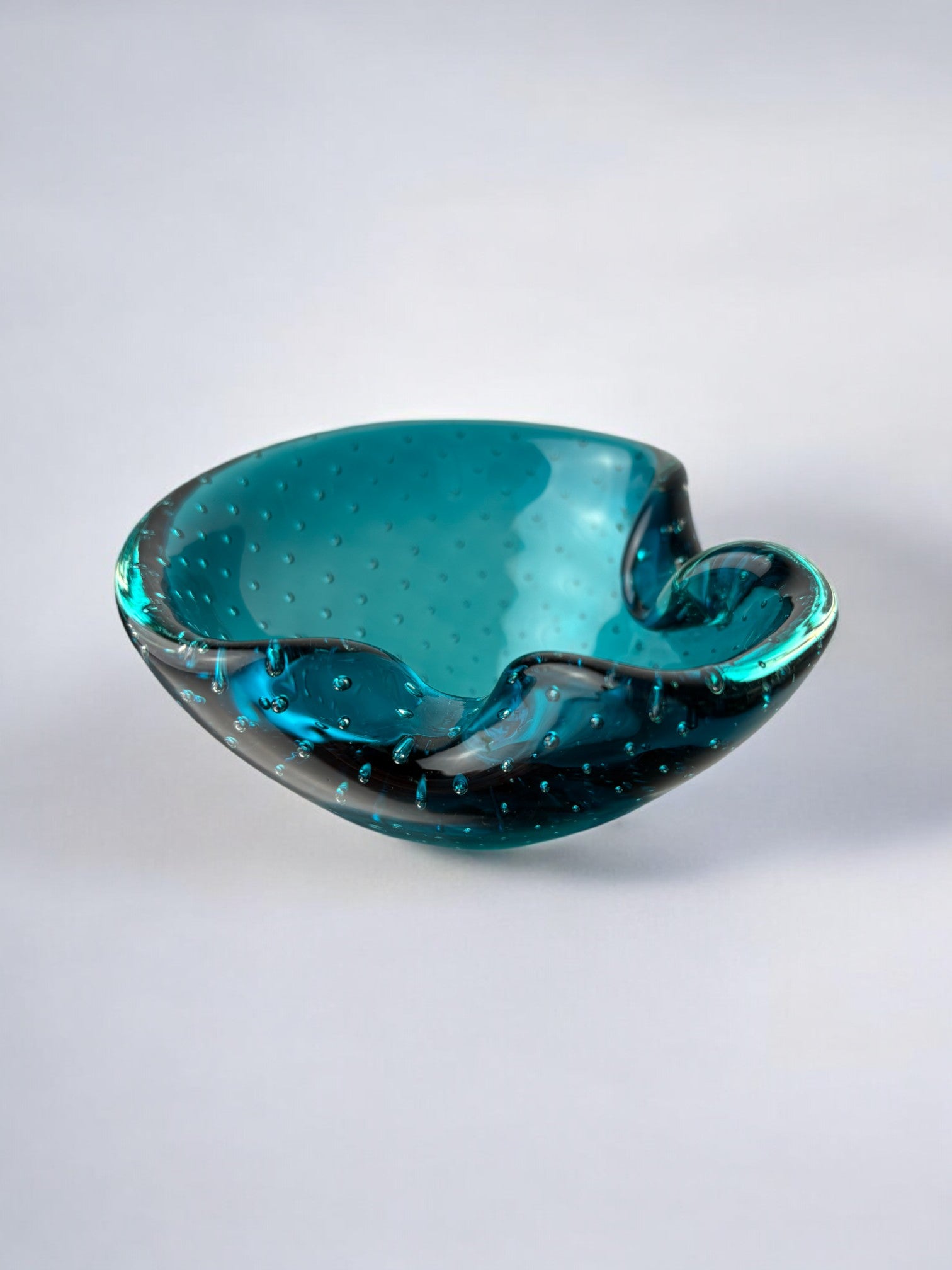 Blue Bubbles ashtray by Seguso, Murano glass, Italy, 1970's