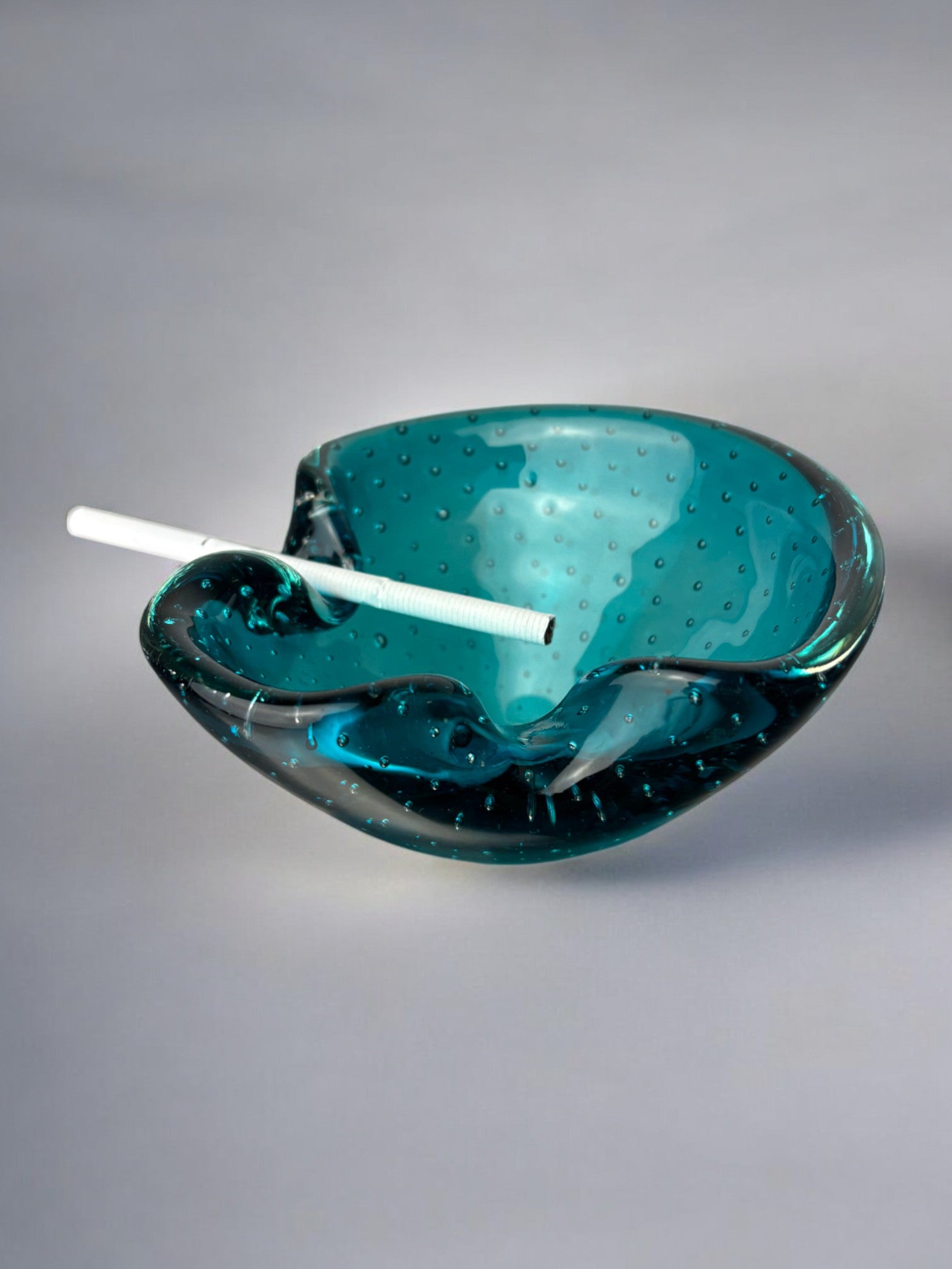 Blue Bubbles ashtray by Seguso, Murano glass, Italy, 1970's