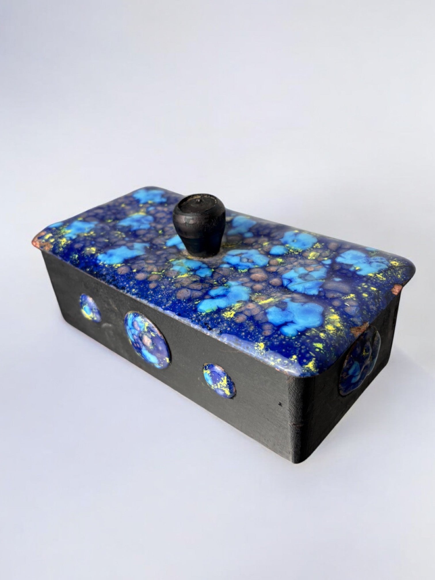 Modernist Wood and Enamel vanity Box by J. Capo Esmaltes, Spain, 1970's