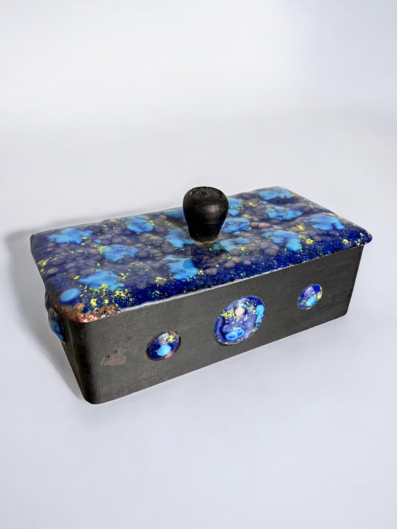 Modernist Wood and Enamel vanity Box by J. Capo Esmaltes, Spain, 1970's