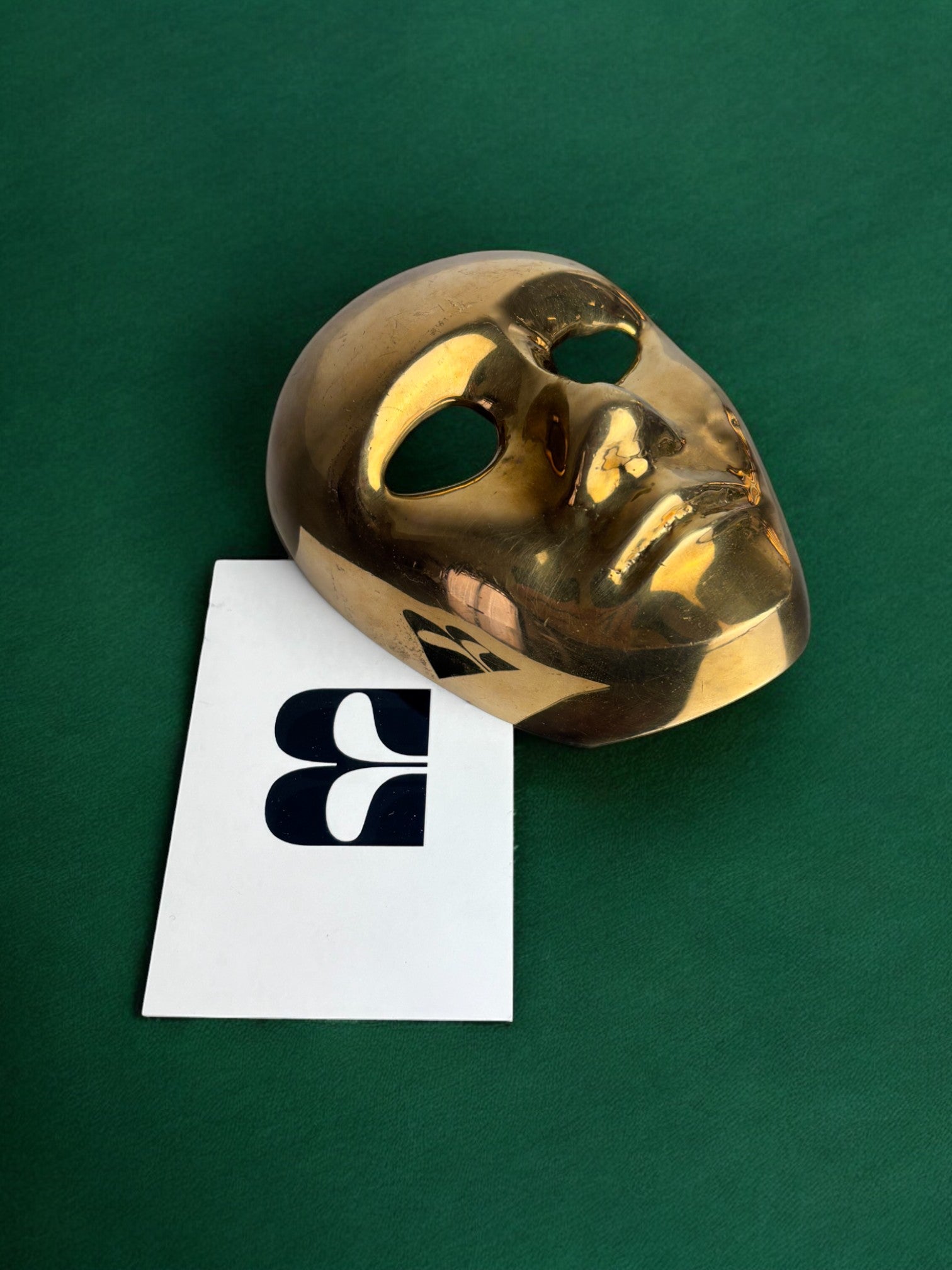 Venetian-Mask paperweight by Volare in bronze, Italy, 1980s
