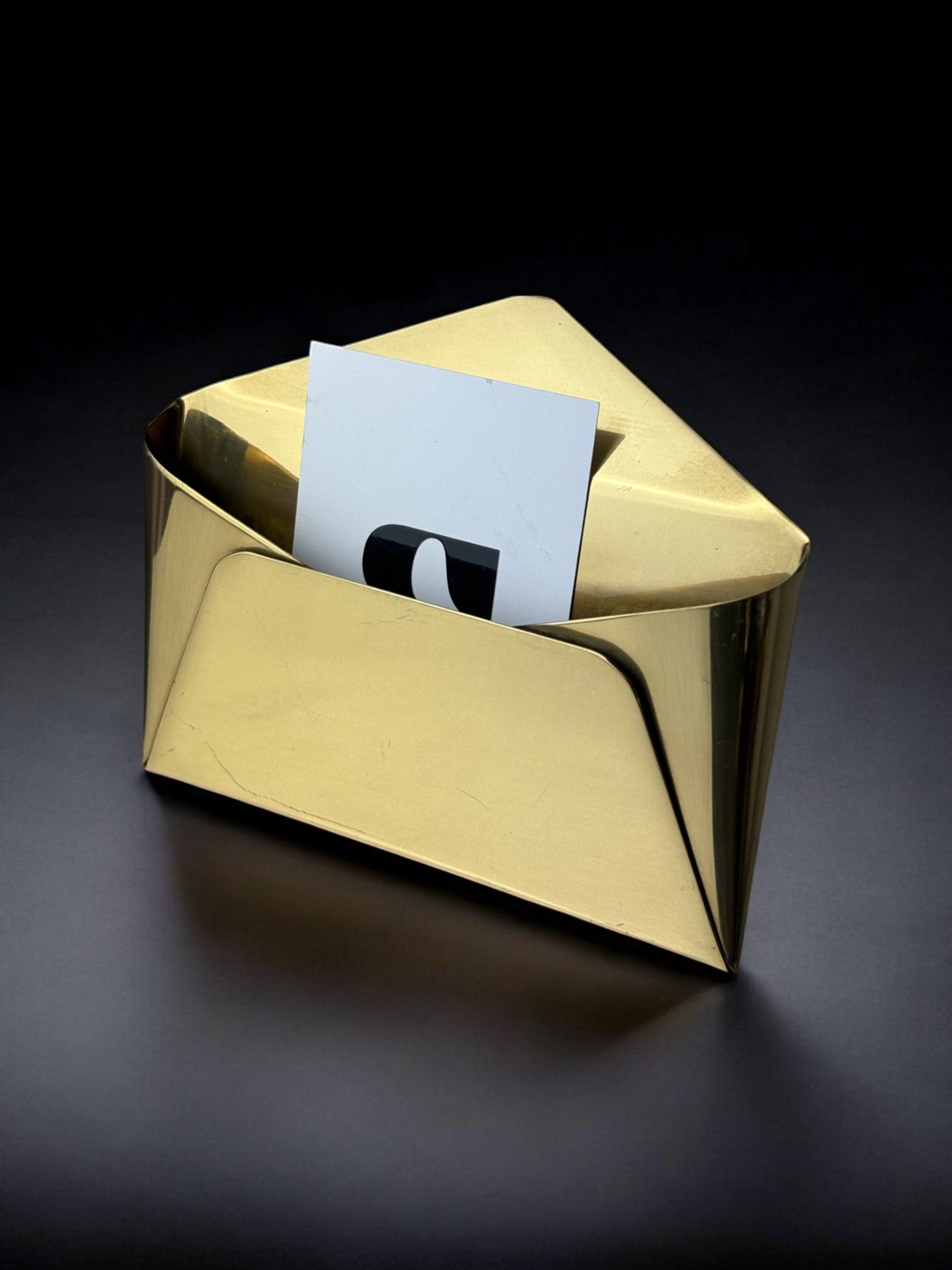 Envelope-Style Visit Card Holder in brass, Italy, 1980's