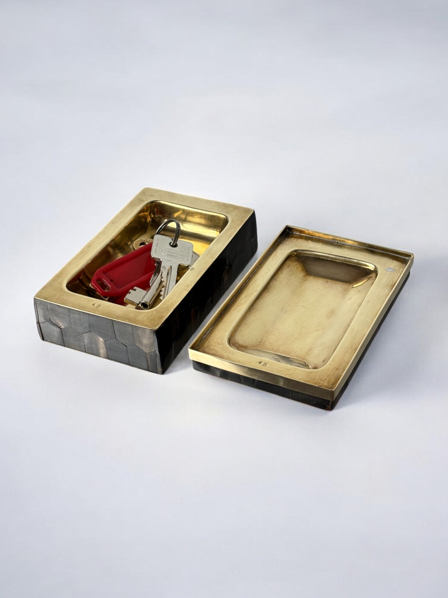 Tessellated Faux tortoiseshell & Brass Jewelry box, Italy, 1970's