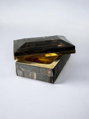 Tessellated Faux tortoiseshell & Brass Jewelry box, Italy, 1970's