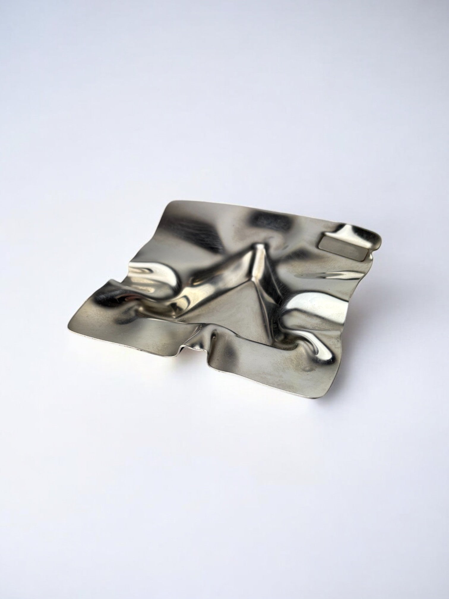 Biomorphic ashtray, stainless steel, Spain, 1970's