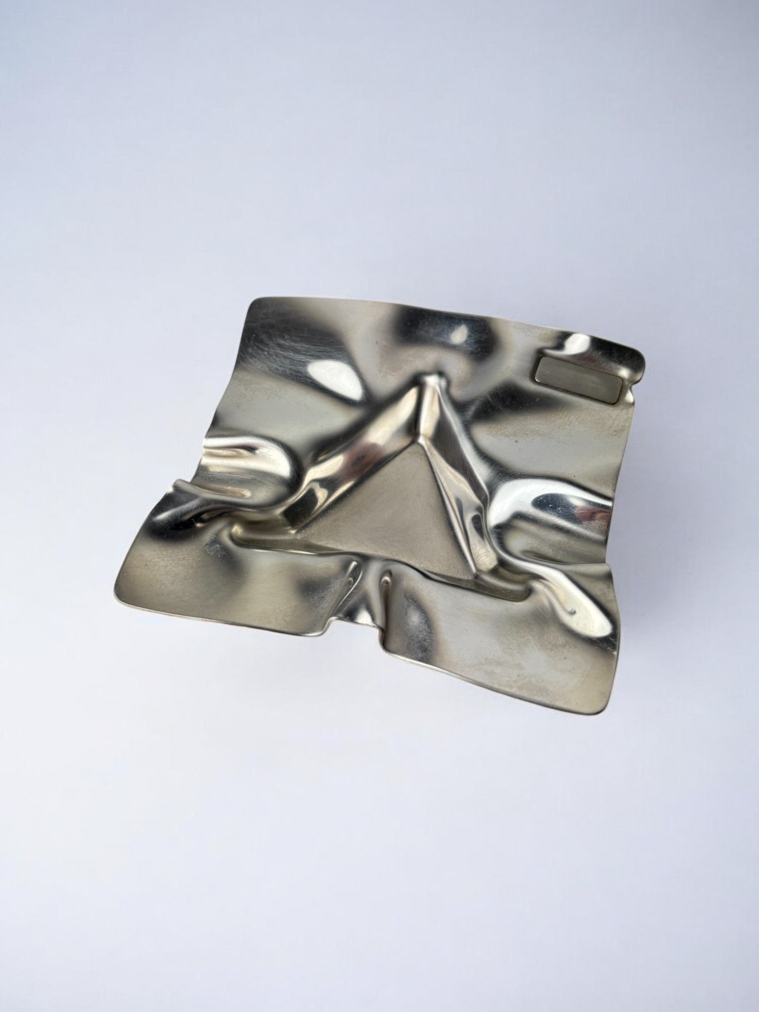 Biomorphic ashtray, stainless steel, Spain, 1970's