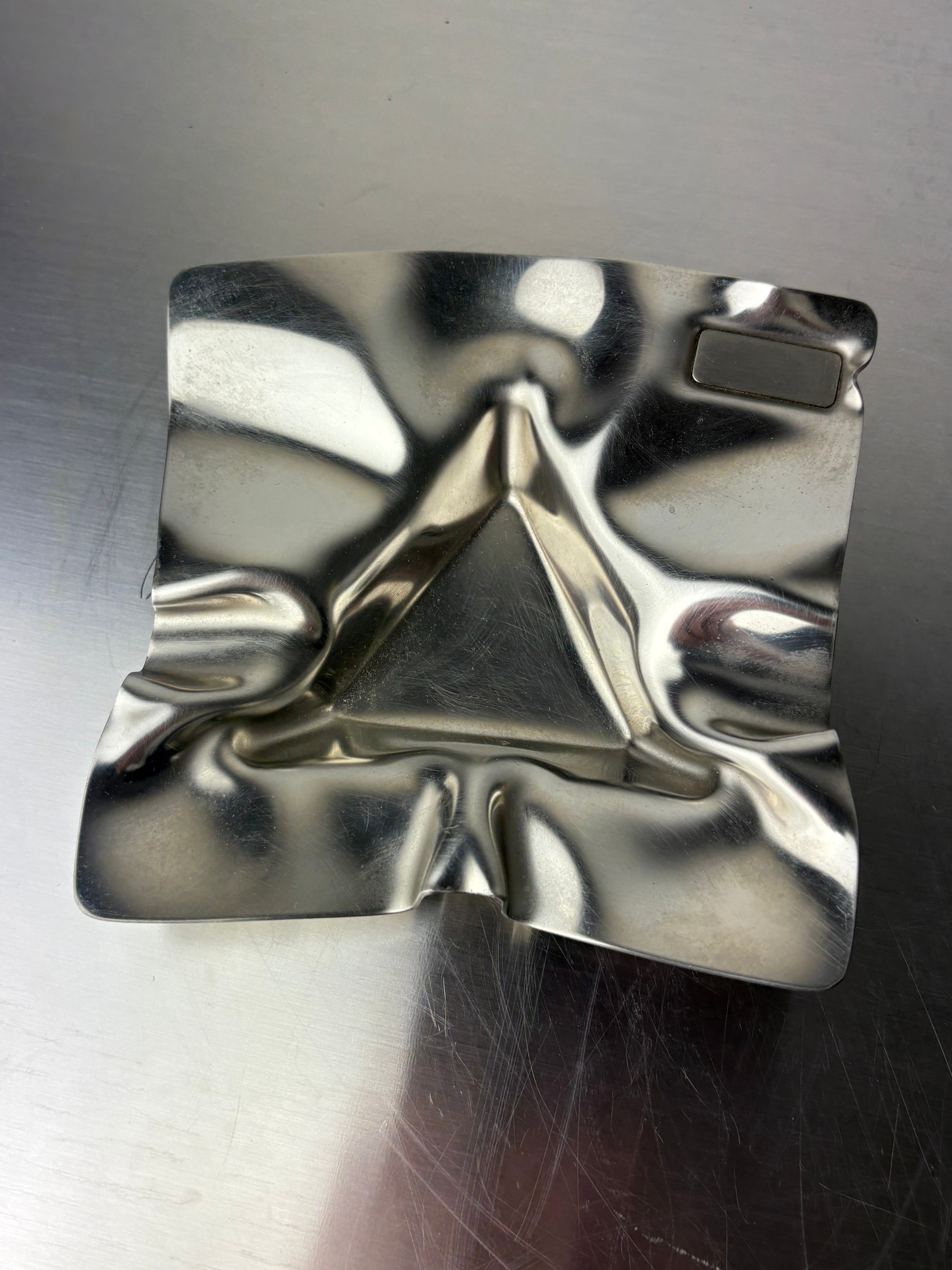 Biomorphic ashtray, stainless steel, Spain, 1970's