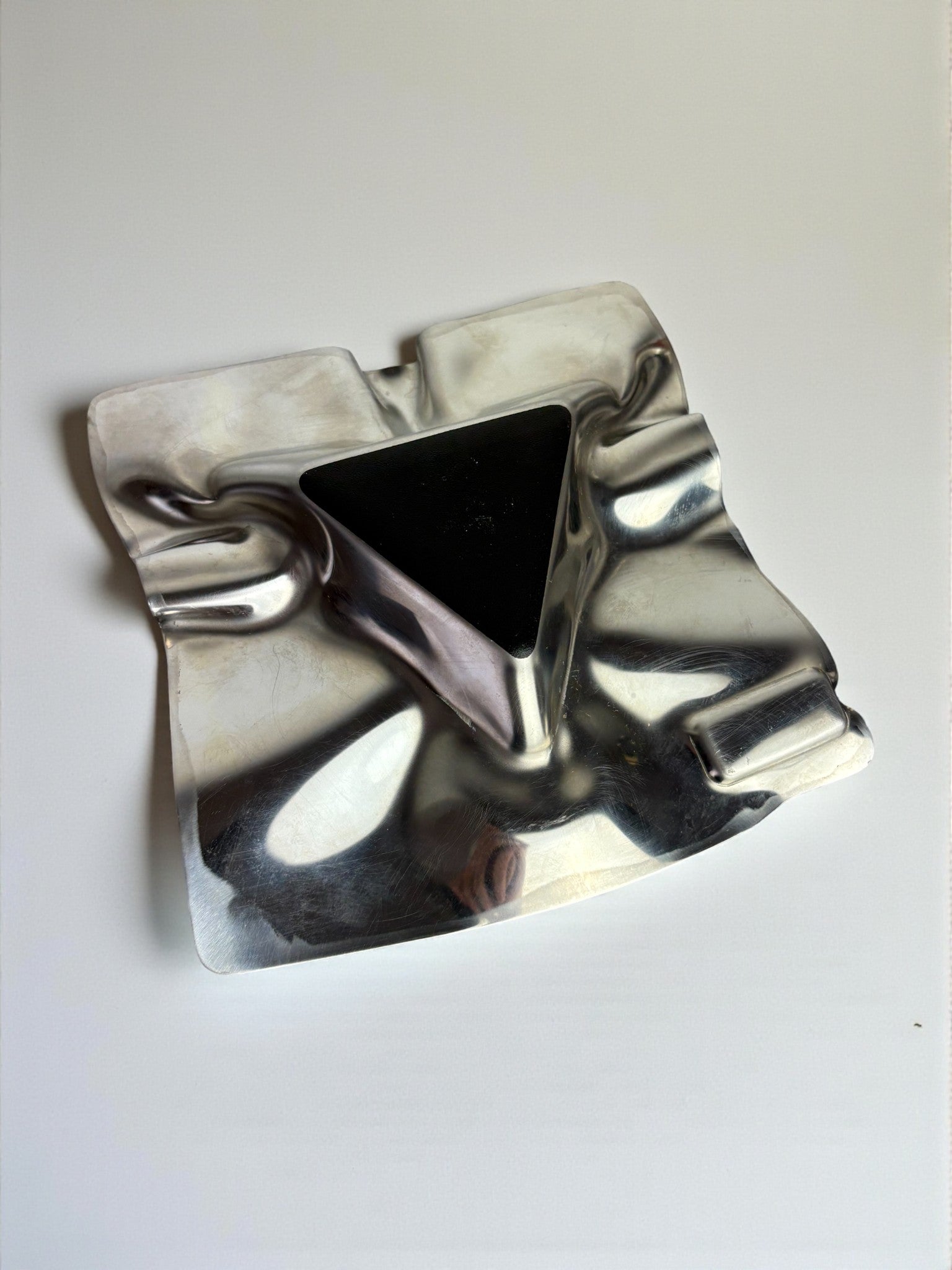 Biomorphic ashtray, stainless steel, Spain, 1970's
