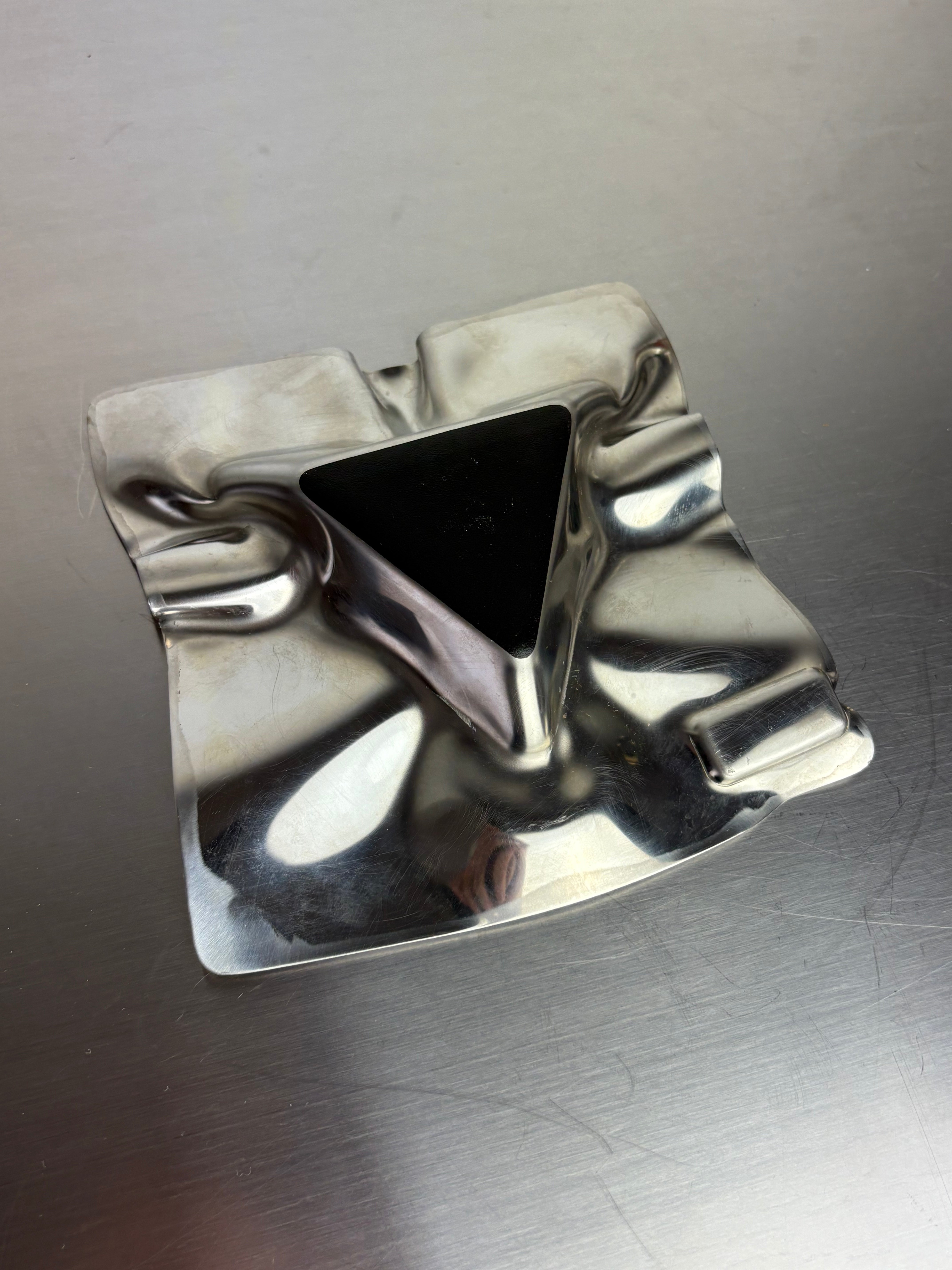 Biomorphic ashtray, stainless steel, Spain, 1970's