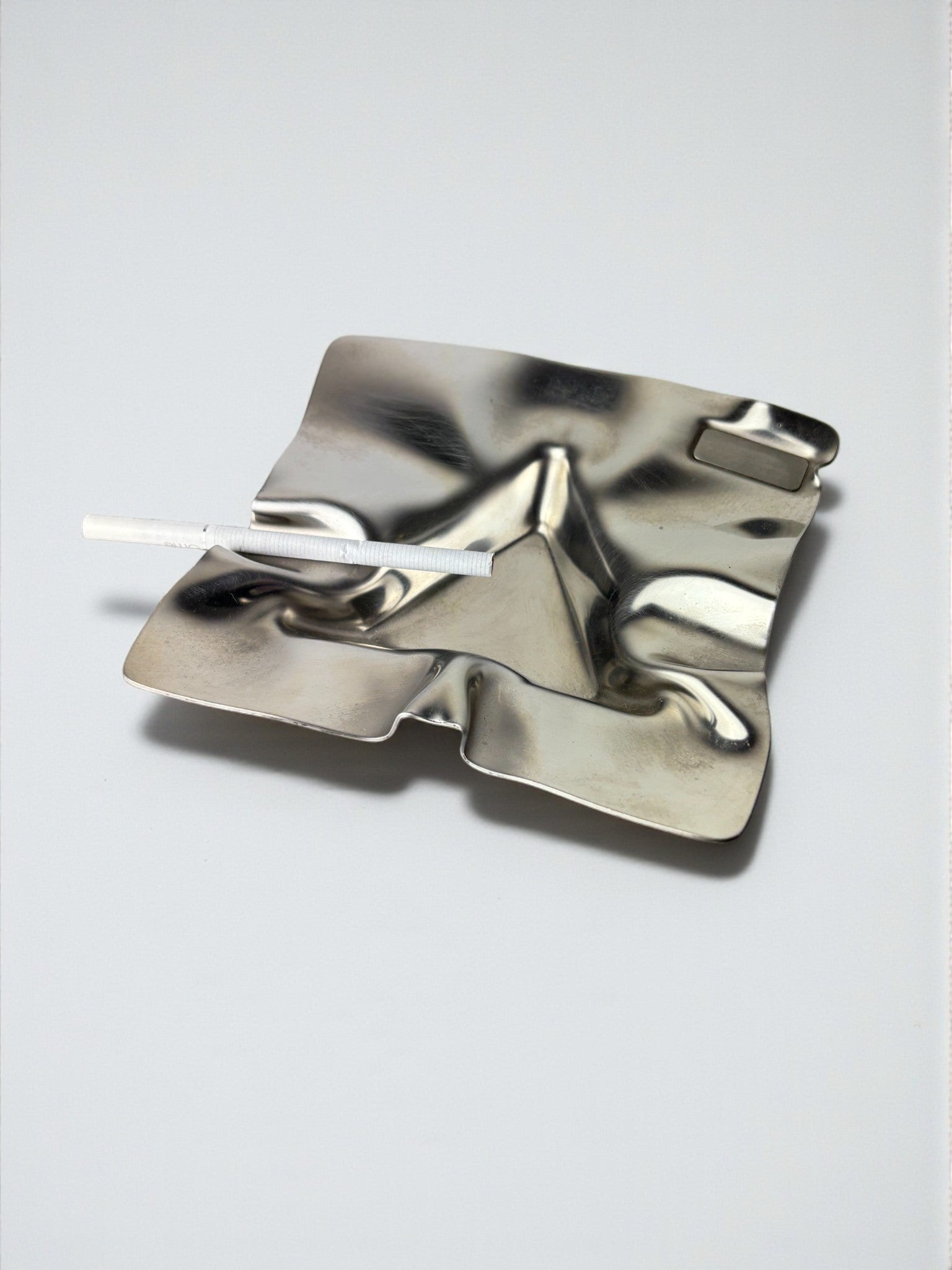Biomorphic ashtray, stainless steel, Spain, 1970's