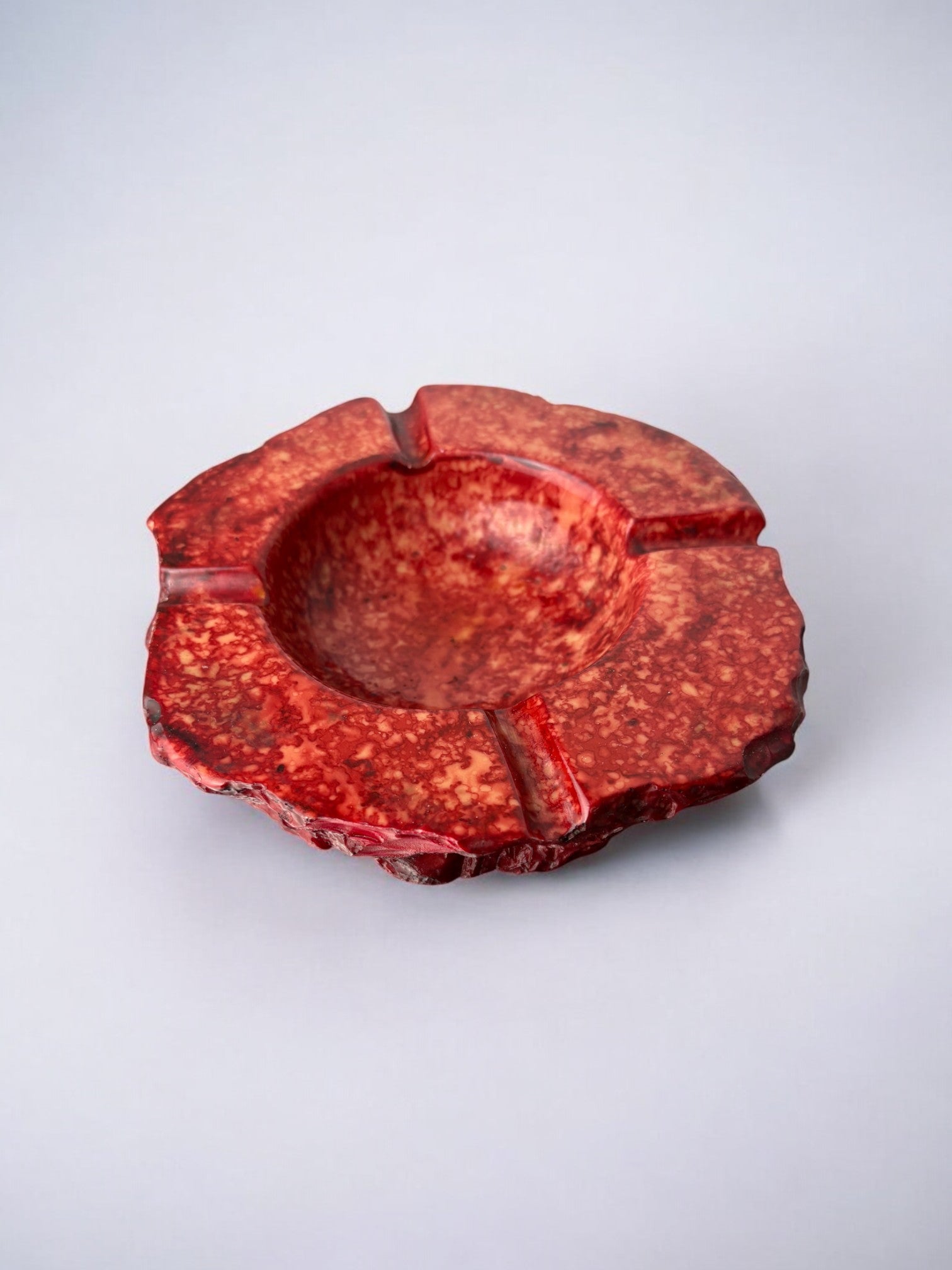 Red Faux alabaster ashtray by Romano Bianchi, Italy, 1970's