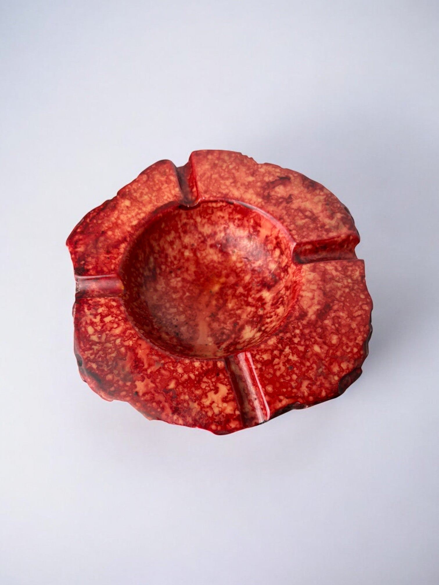 Red Faux alabaster ashtray by Romano Bianchi, Italy, 1970's
