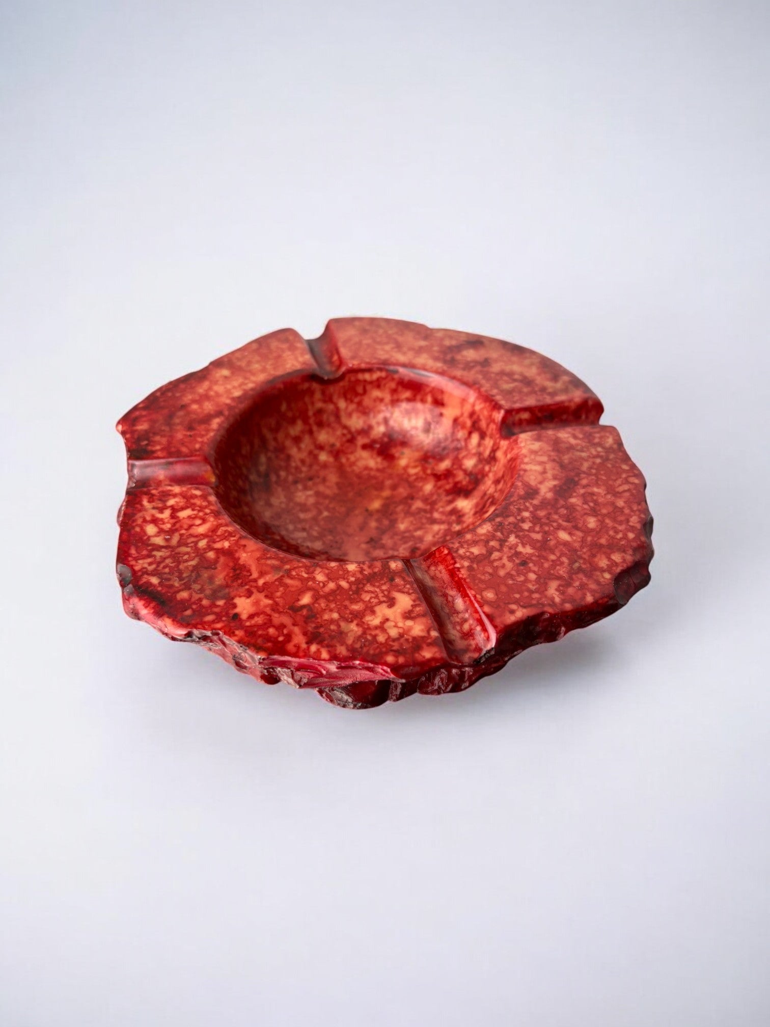 Red Faux alabaster ashtray by Romano Bianchi, Italy, 1970's