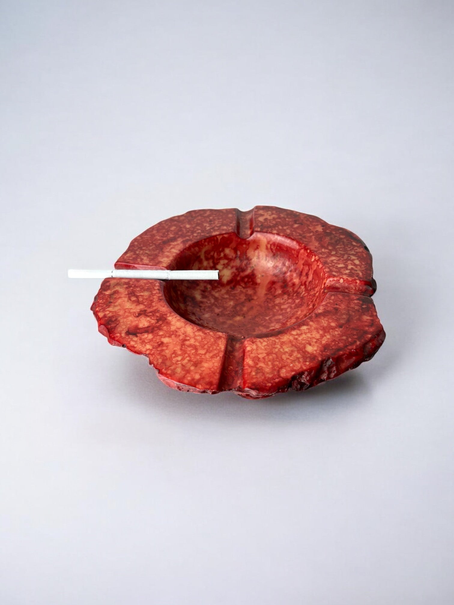 Red Faux alabaster ashtray by Romano Bianchi, Italy, 1970's