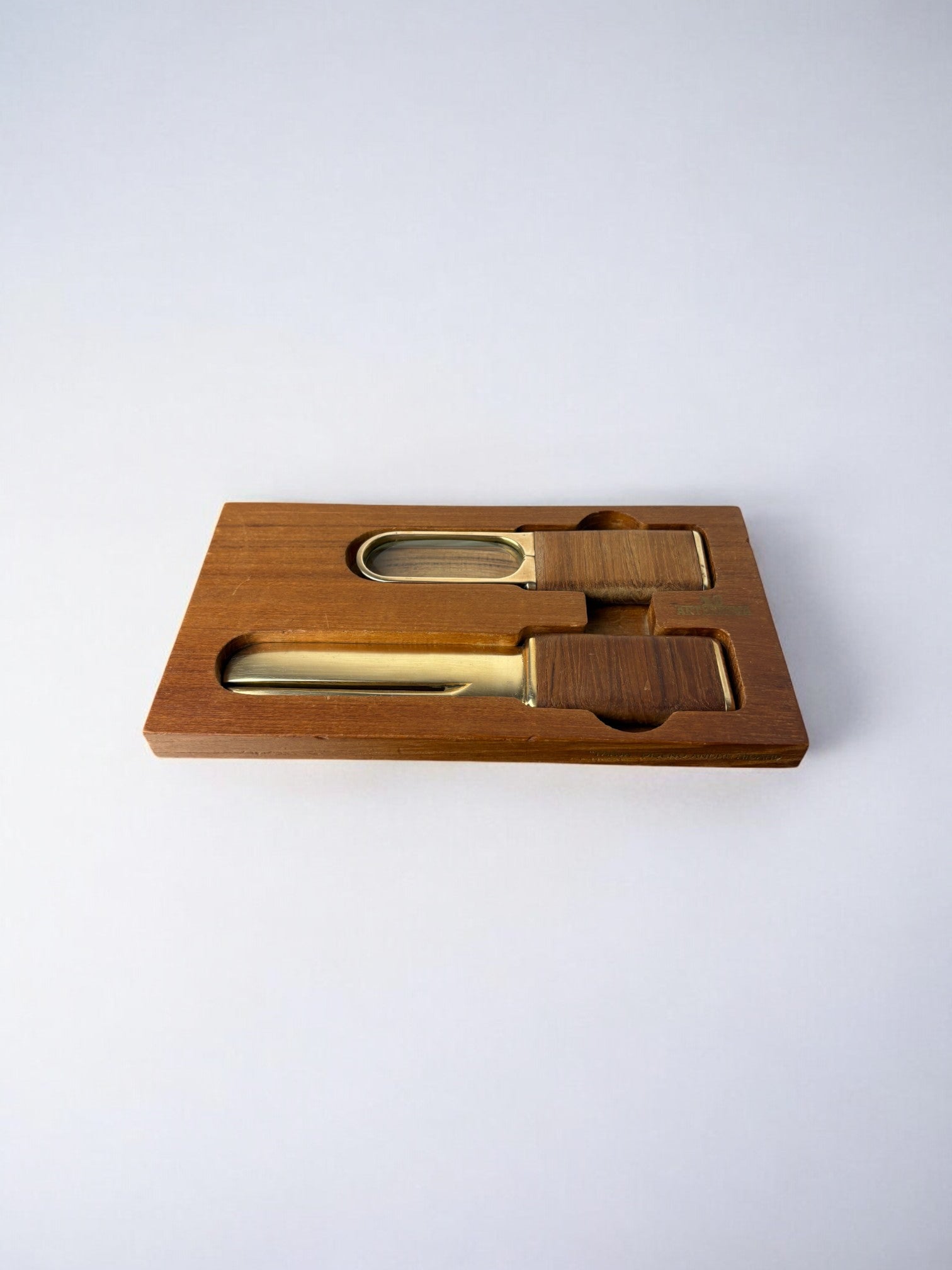 Brutalist Desk set by Artespana, Wood & Bronze, Spain, 1970's