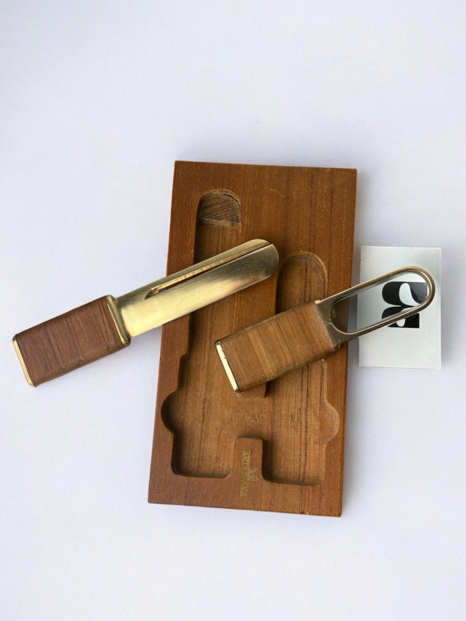 Brutalist Desk set by Artespana, Wood & Bronze, Spain, 1970's