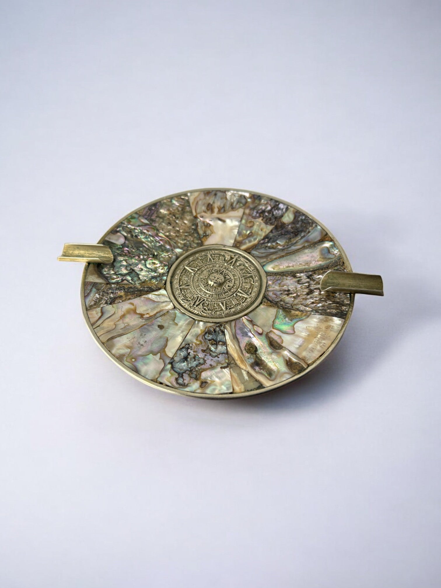 Abalone shell & alpaca Ashtray, Mexico, 1970's