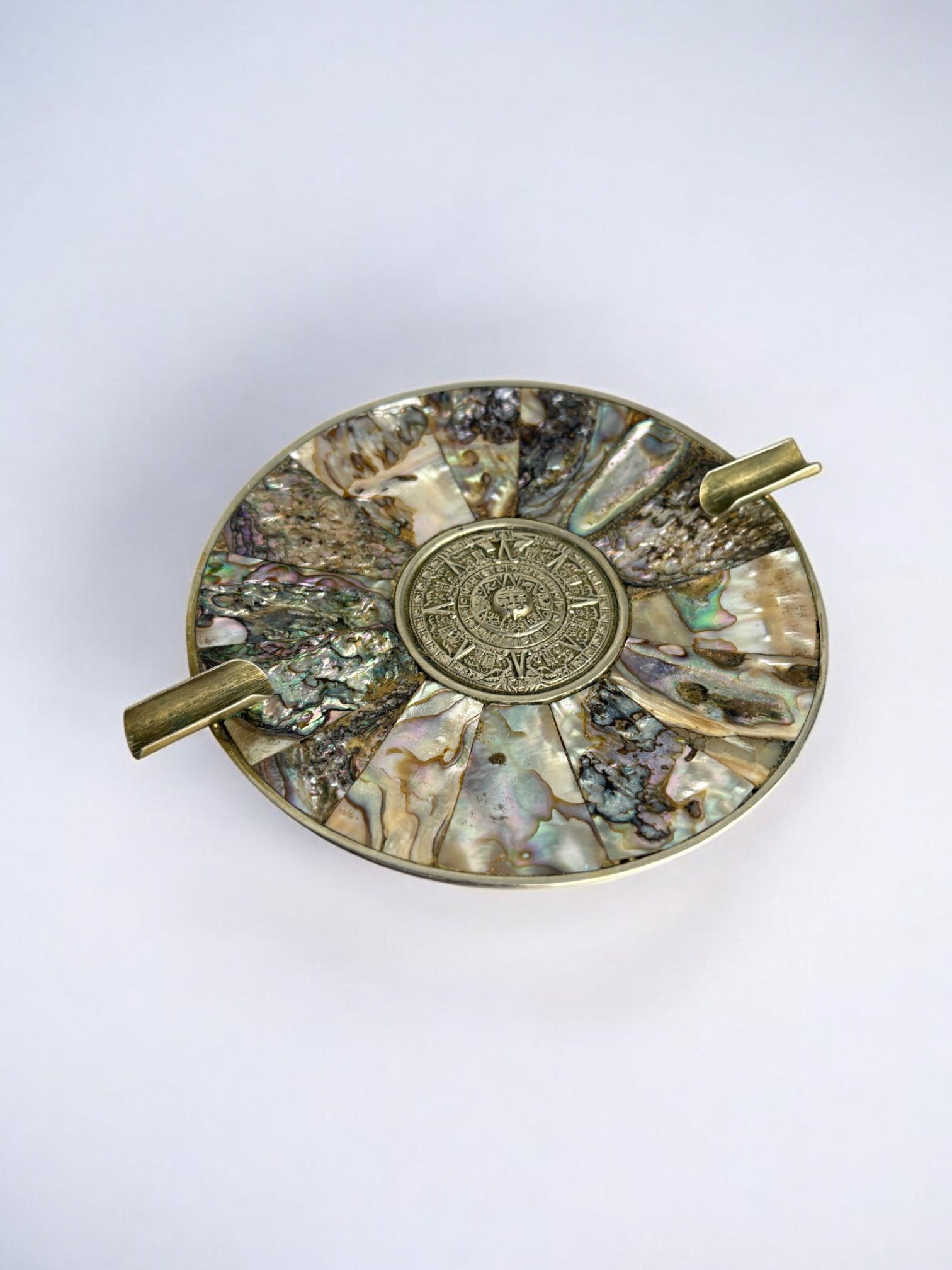 Abalone shell & alpaca Ashtray, Mexico, 1970's