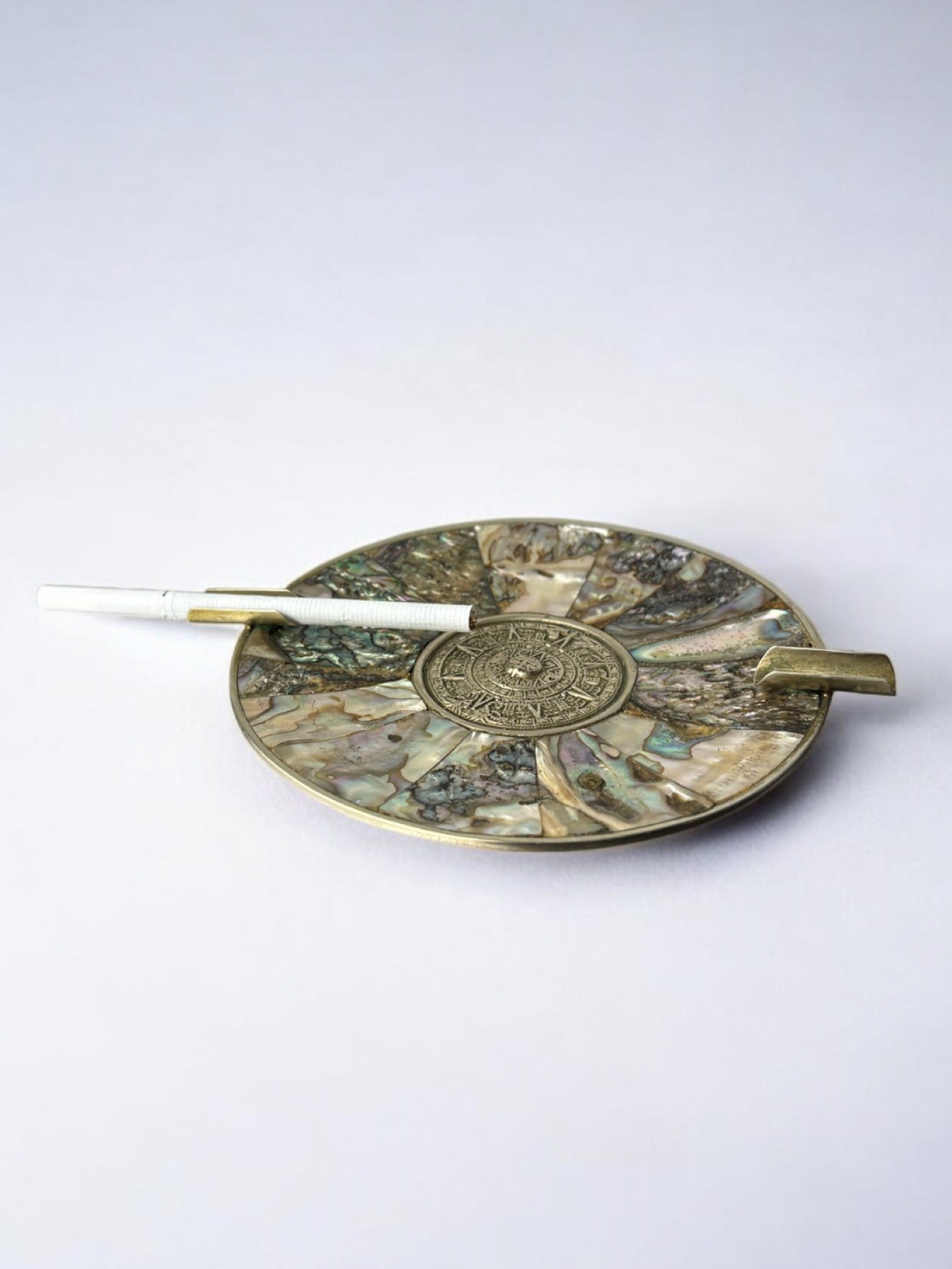 Abalone shell & alpaca Ashtray, Mexico, 1970's