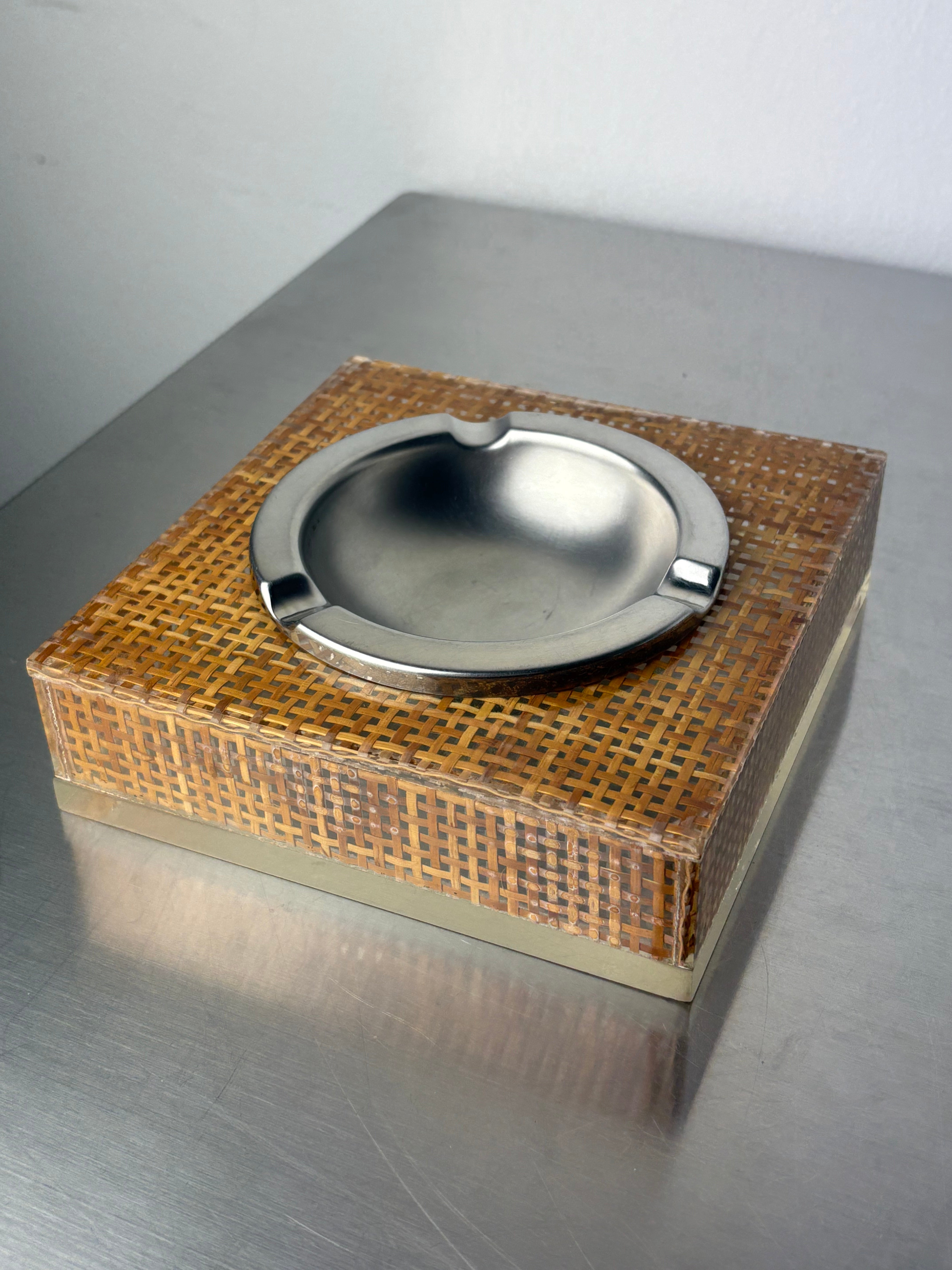 Christian Dior Style Lucite & Rattan Astray, 1970's