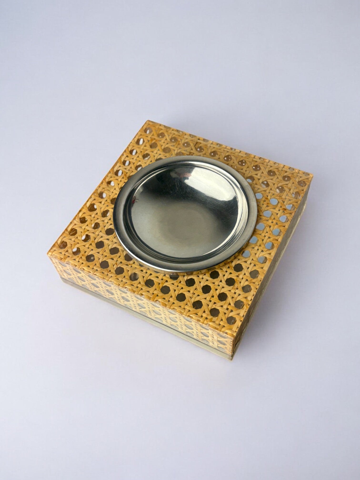 Christian Dior Style Lucite & Rattan Ashtray, 1970