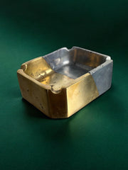 Brutalist ashtray by Leopold, bronze and brass, Spain, 1970's