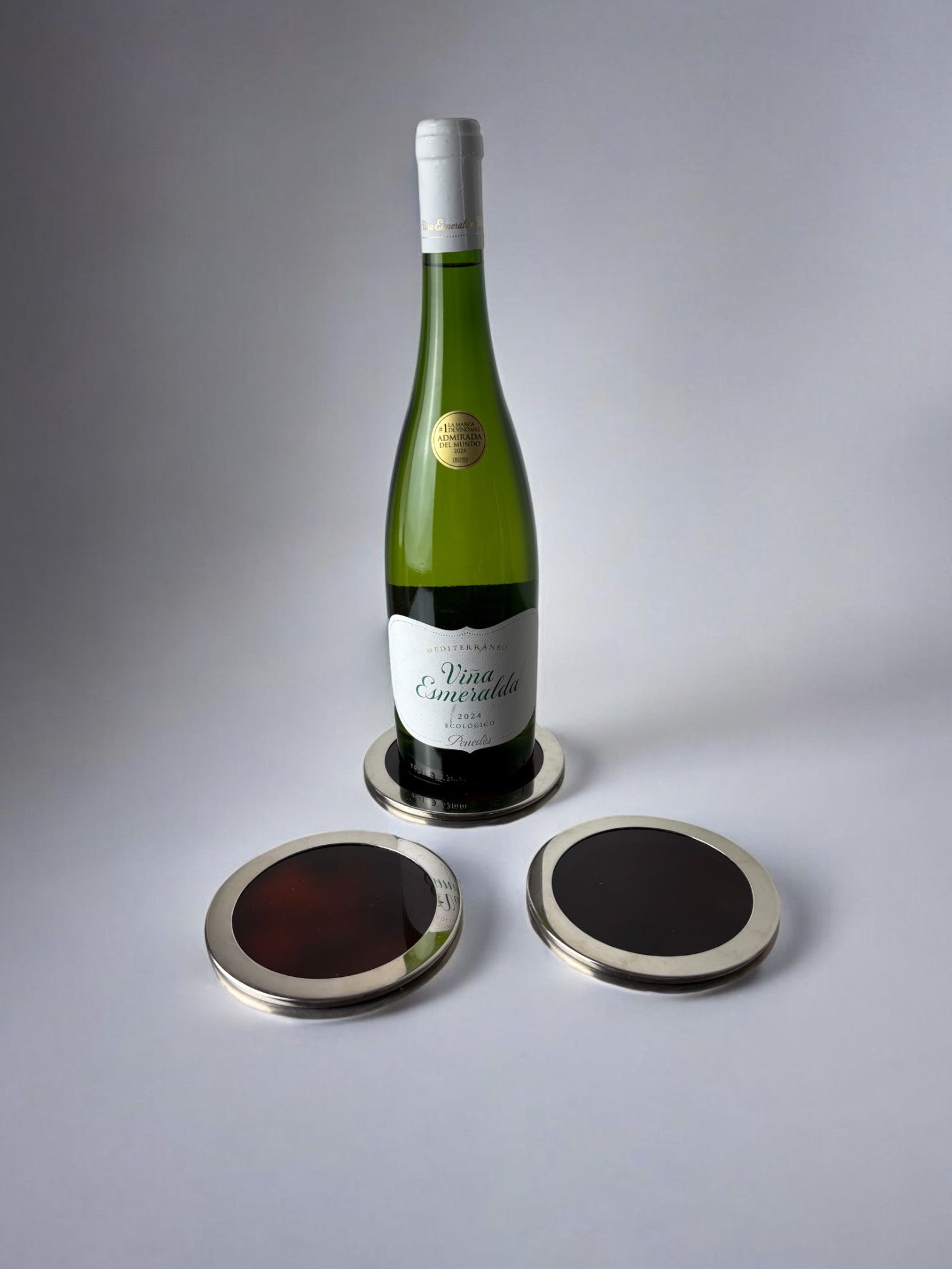 Faux Tortoise Shell Dior style bottle coasters, set of 3, Italy, 1970's