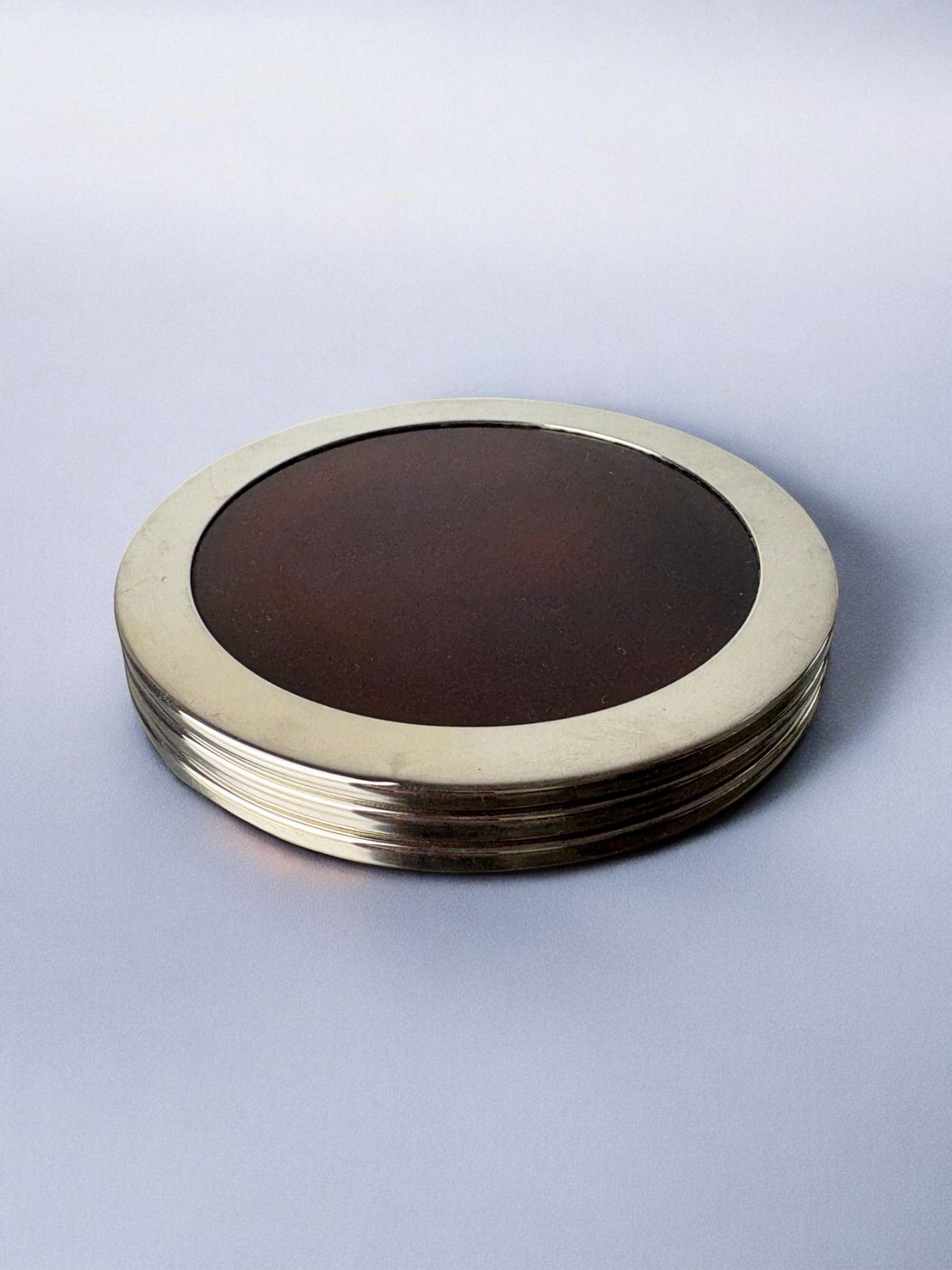 Faux Tortoise Shell Dior style bottle coasters, set of 3, Italy, 1970's