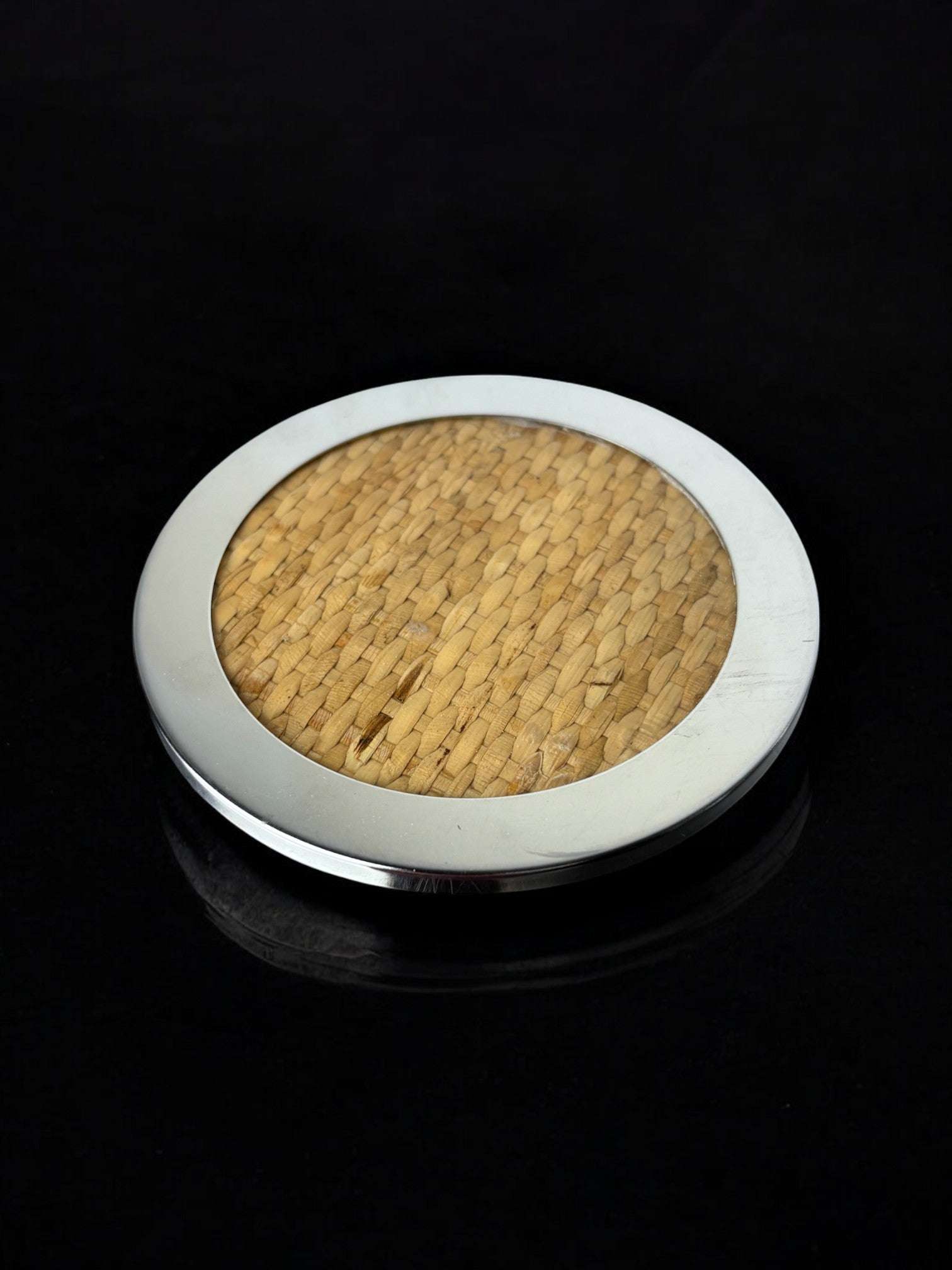 Christian Dior Style Lucite & Rattan Bottle coaster, Italy, 1970's