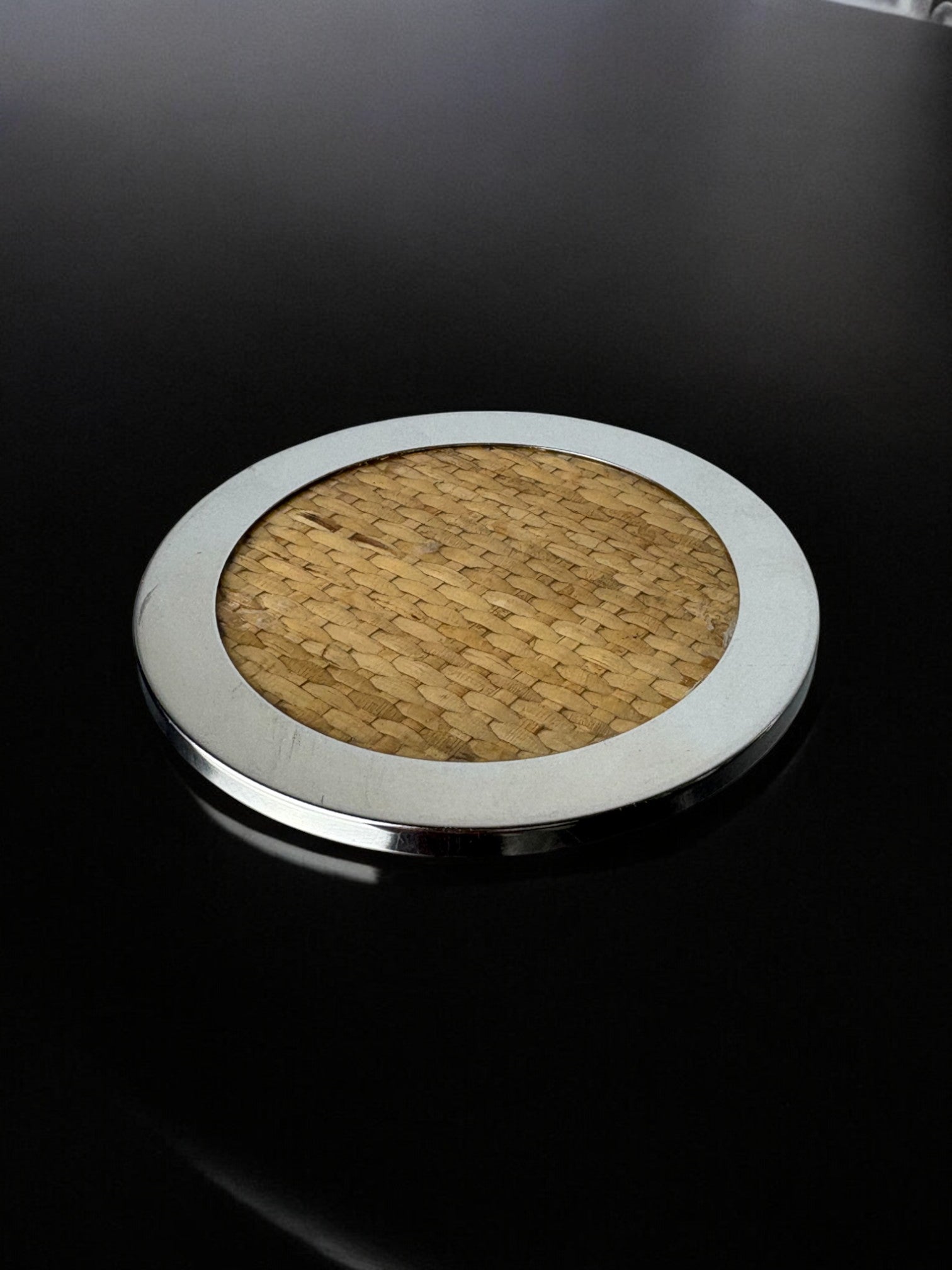 Christian Dior Style Lucite & Rattan Bottle coaster, Italy, 1970's