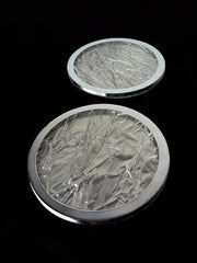 Willy Rizzo Style Ice Effect Lucite Bottle coasters, Set of 2, Italy, circa 1970's