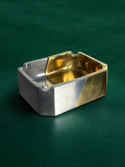 Brutalist ashtray by Leopold, bronze and brass, 1970's