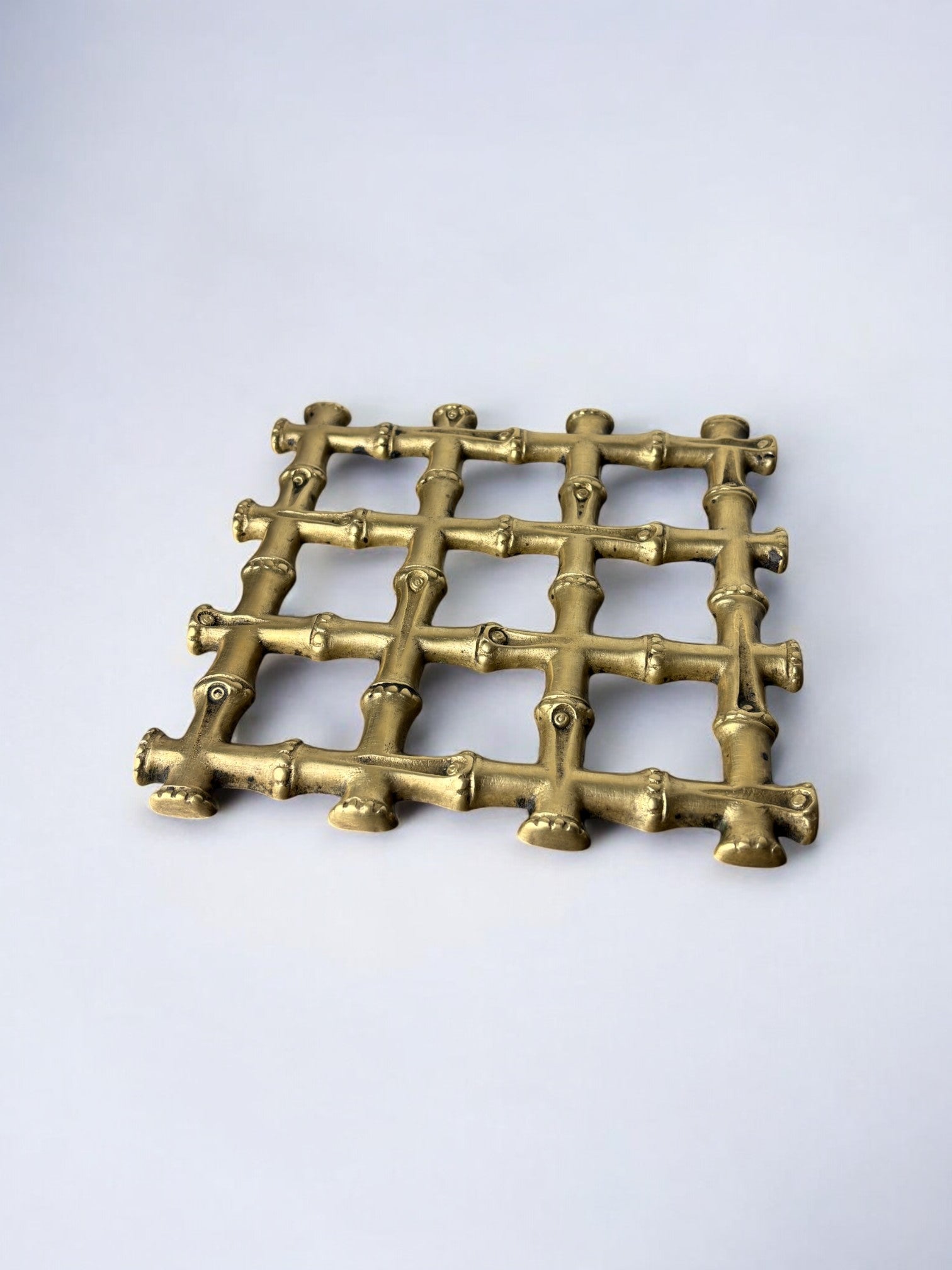 Faux bamboo trivet in bronze, Italy, 1970's