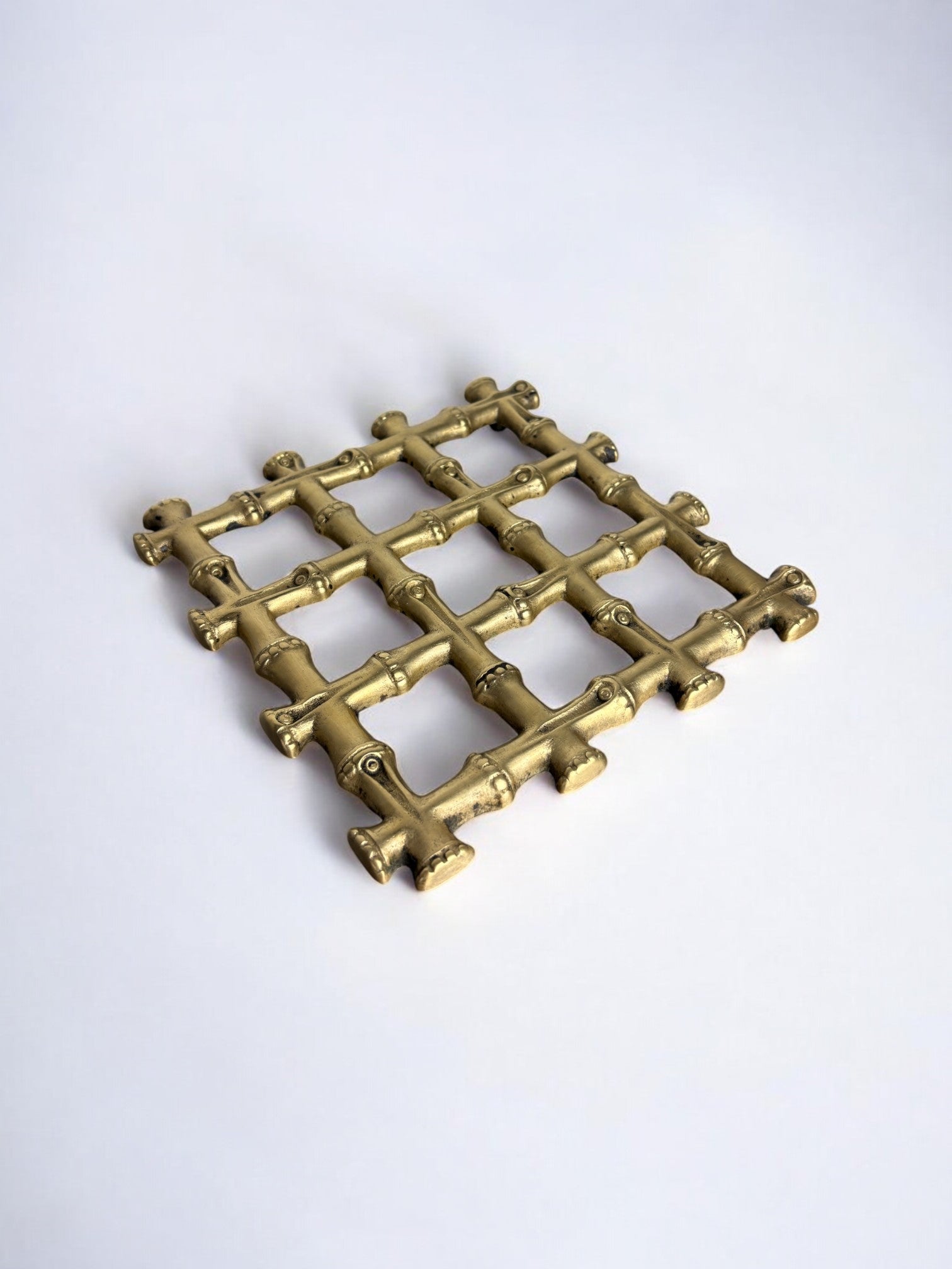 Faux bamboo trivet in bronze, Italy, 1970's