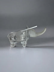 Elephant ashtray in Murano glass and silver piece, Italy, 1970's