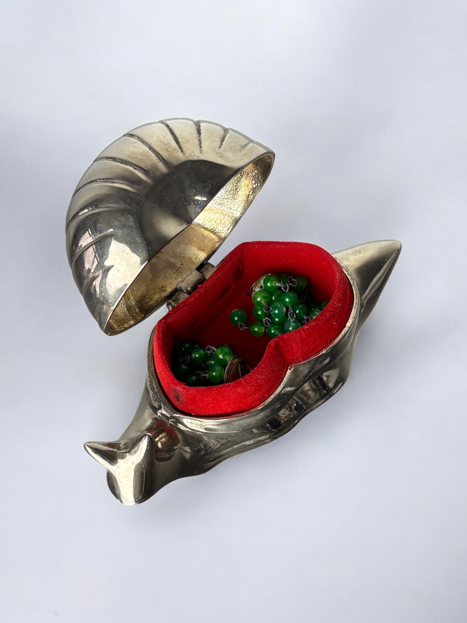 Snail jewelry box, silver plated, Italy, 1970's